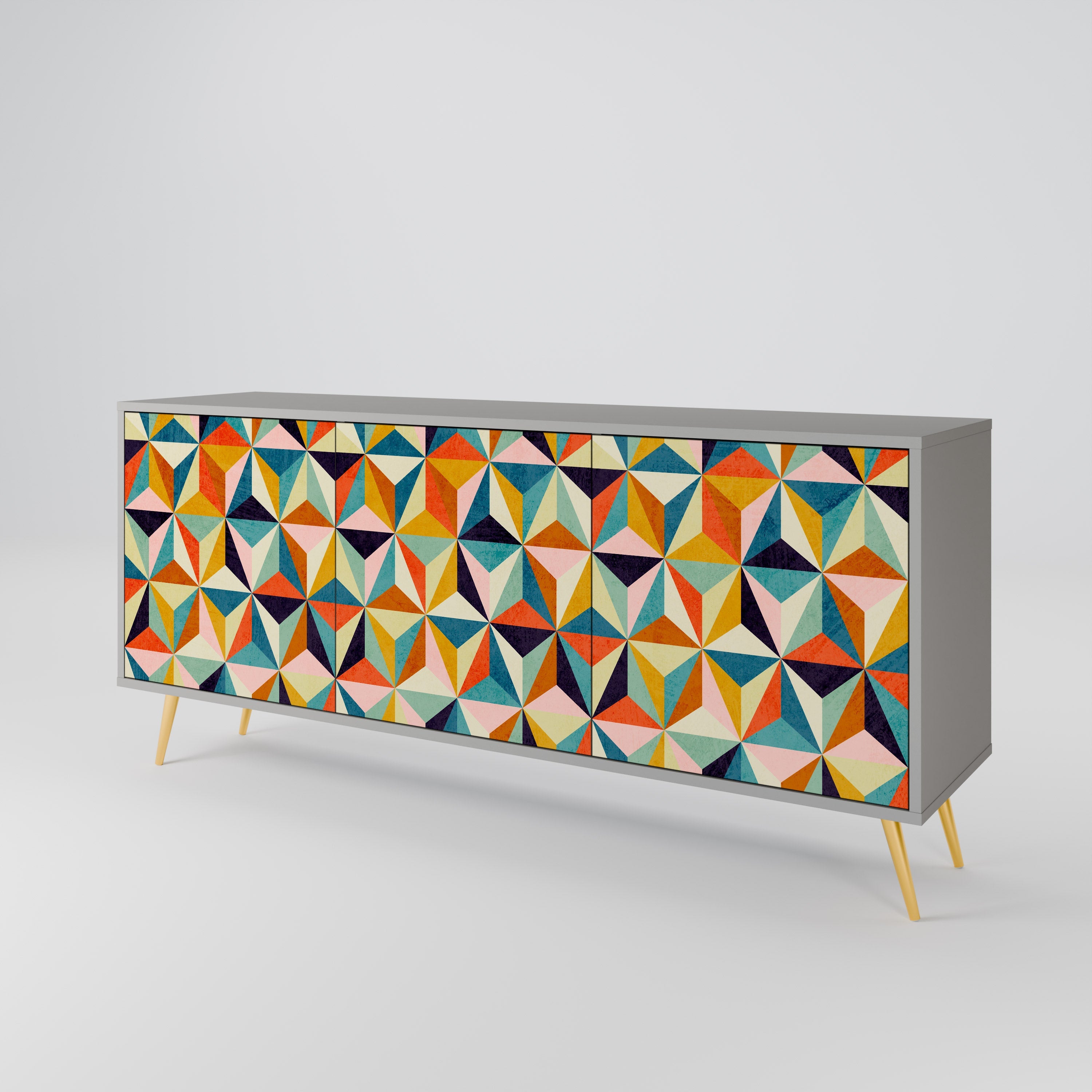 TESSELATE TREASURES Sideboard mit 3 Türen in grauem Finish