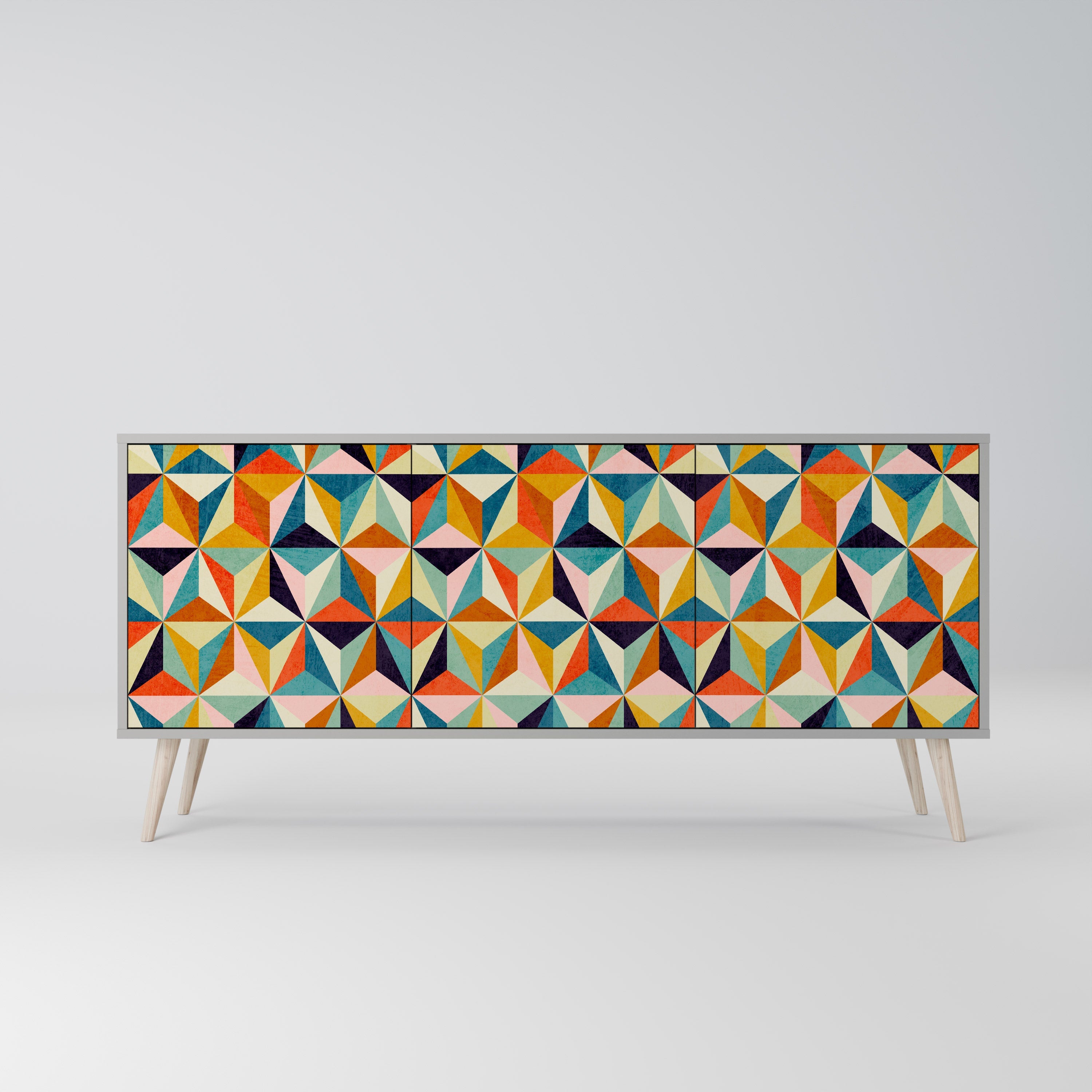 TESSELATE TREASURES Sideboard mit 3 Türen in grauem Finish