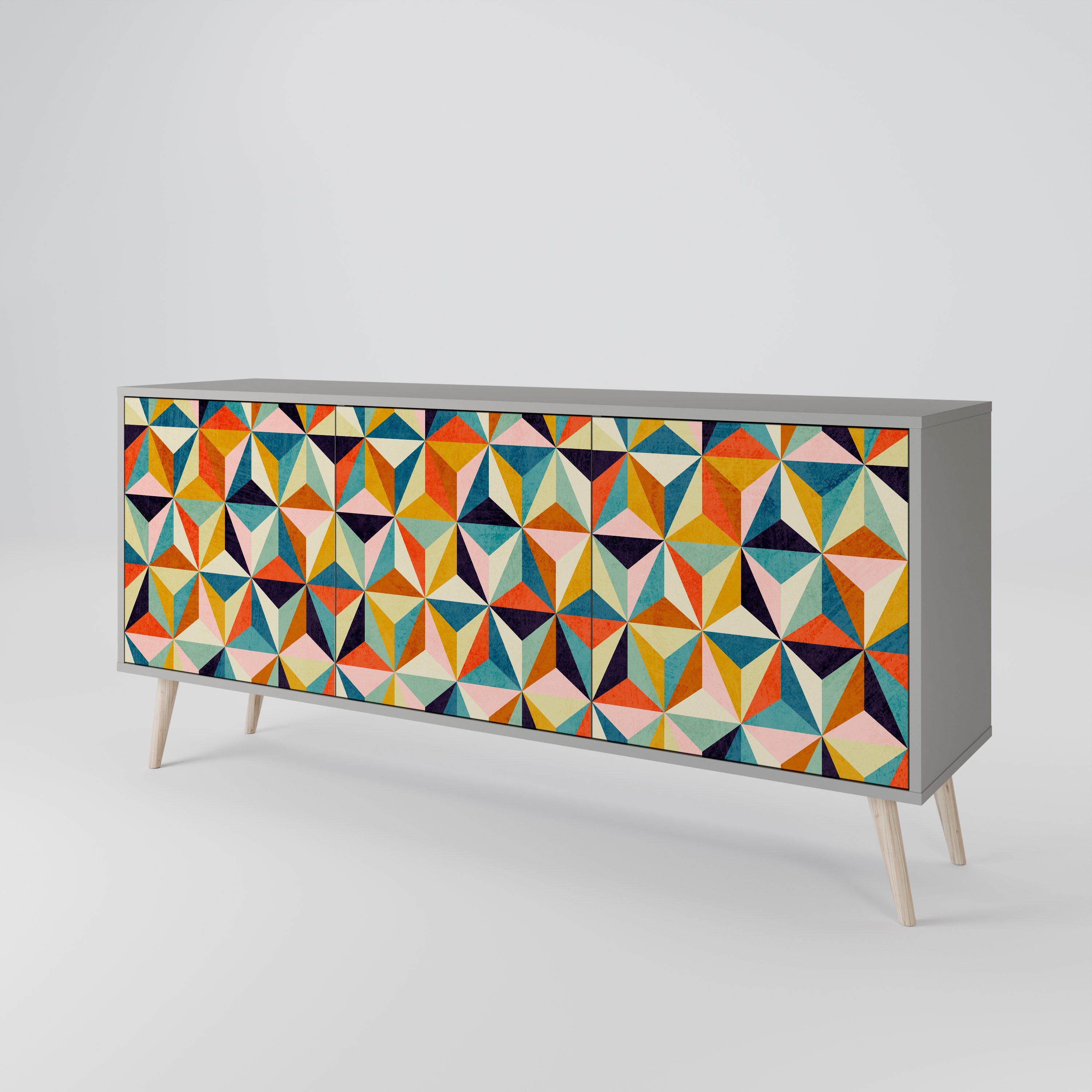 TESSELATE TREASURES Sideboard mit 3 Türen in grauem Finish
