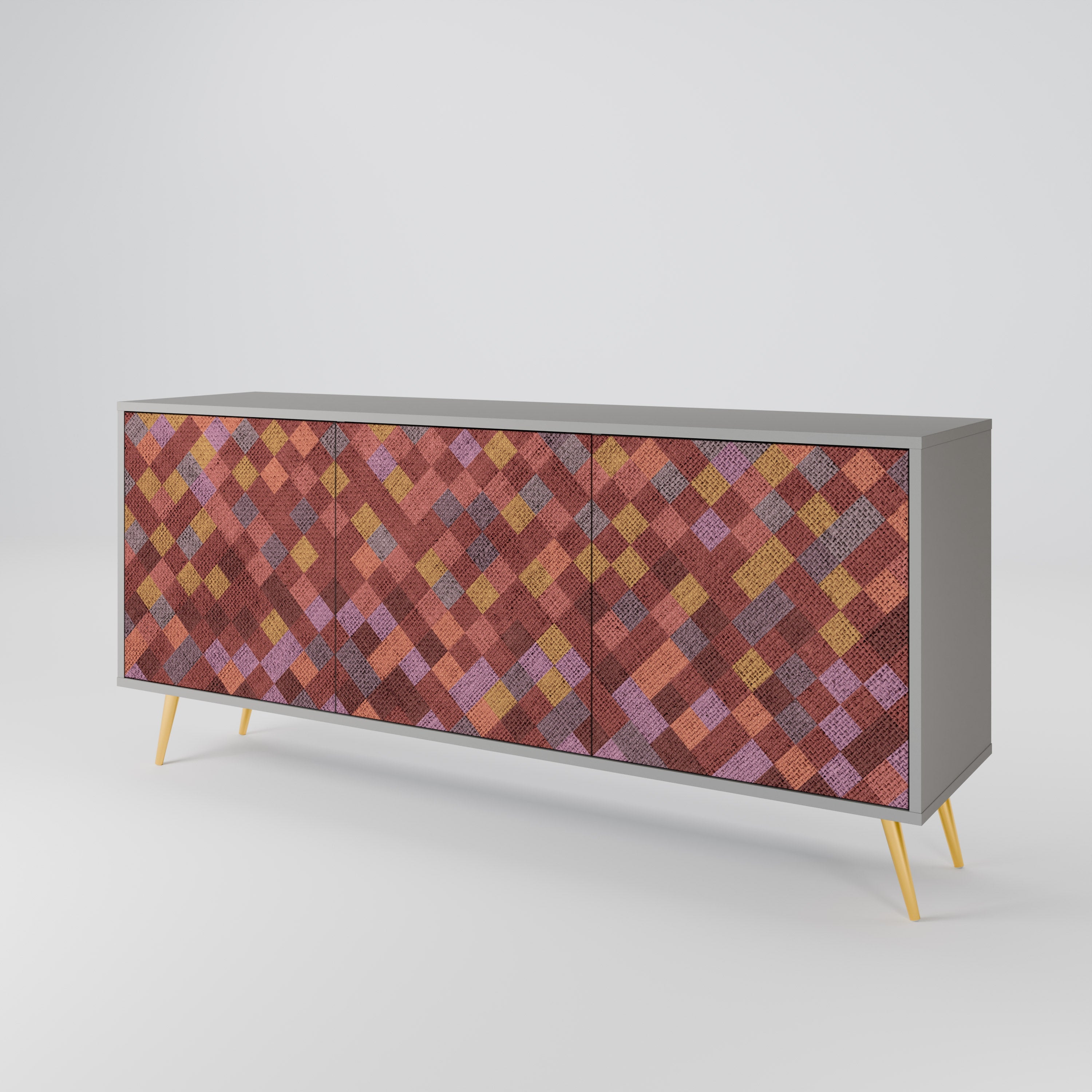PAINTED SQUARES 3-türiges Sideboard in grauer Ausführung