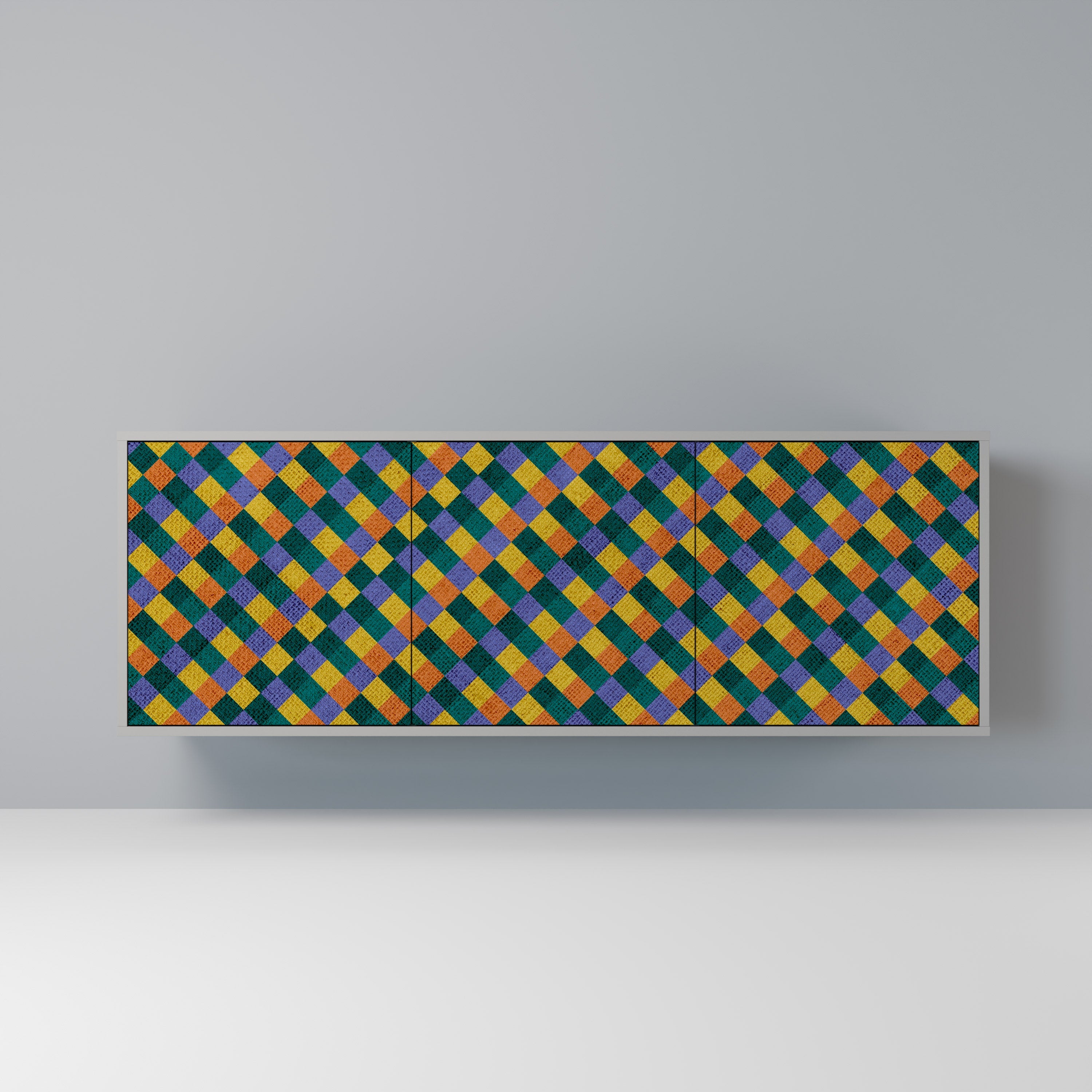 PAINTED SQUARES MIX 3-türiges Sideboard in grauem Finish