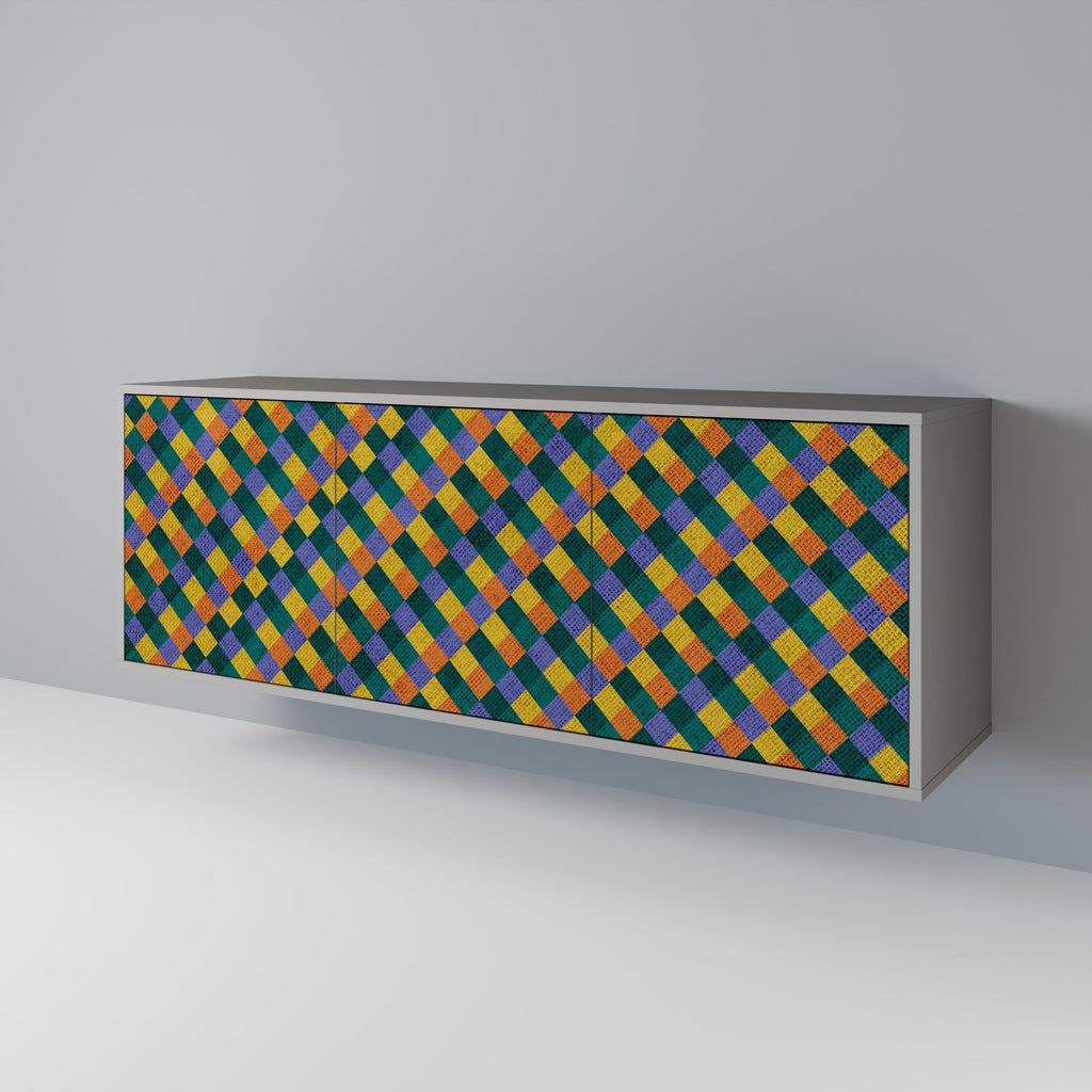 PAINTED SQUARES MIX 3-türiges Sideboard in grauem Finish