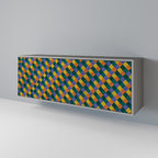 PAINTED SQUARES MIX Sideboard mit 3 Türen in Grau