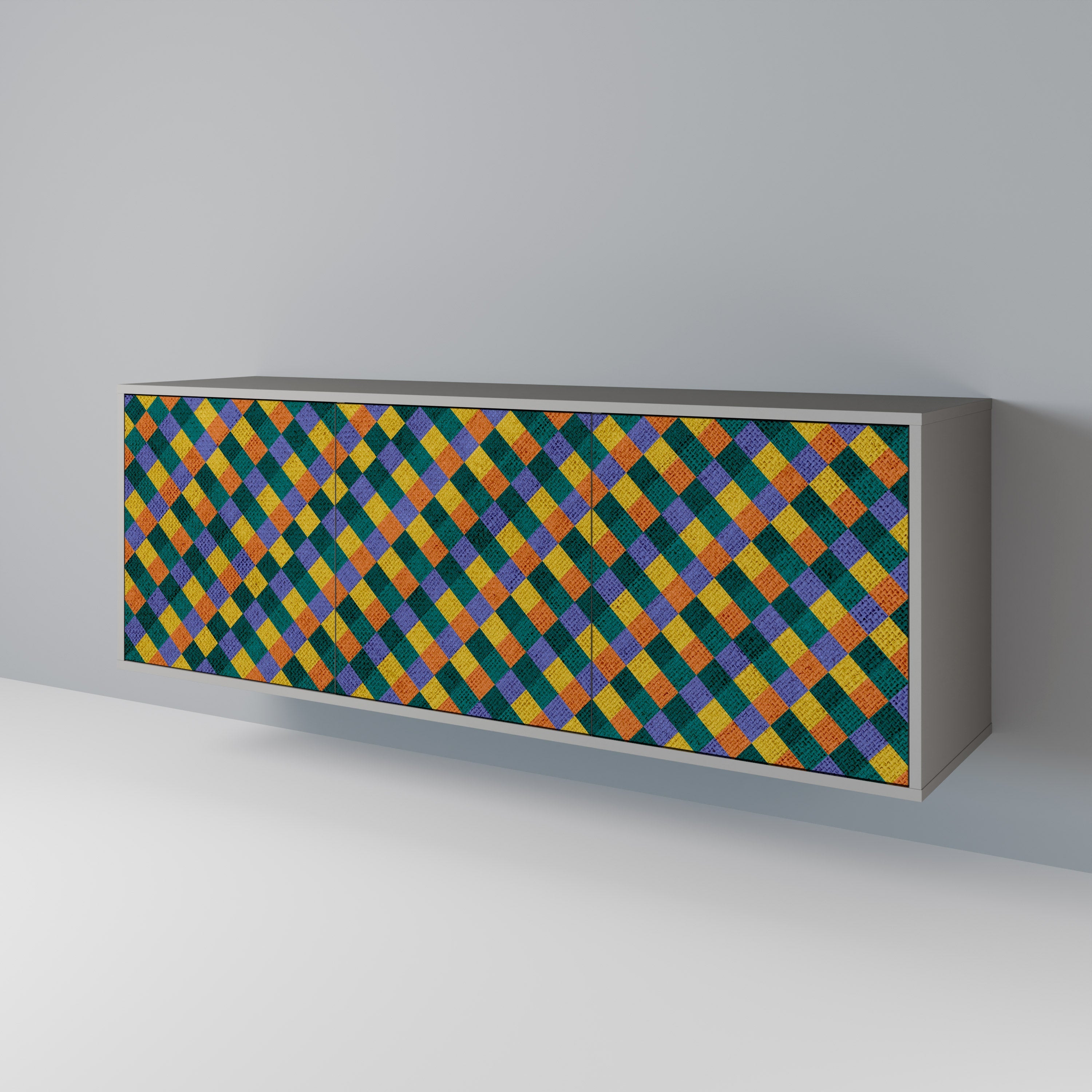 PAINTED SQUARES MIX 3-türiges Sideboard in grauem Finish