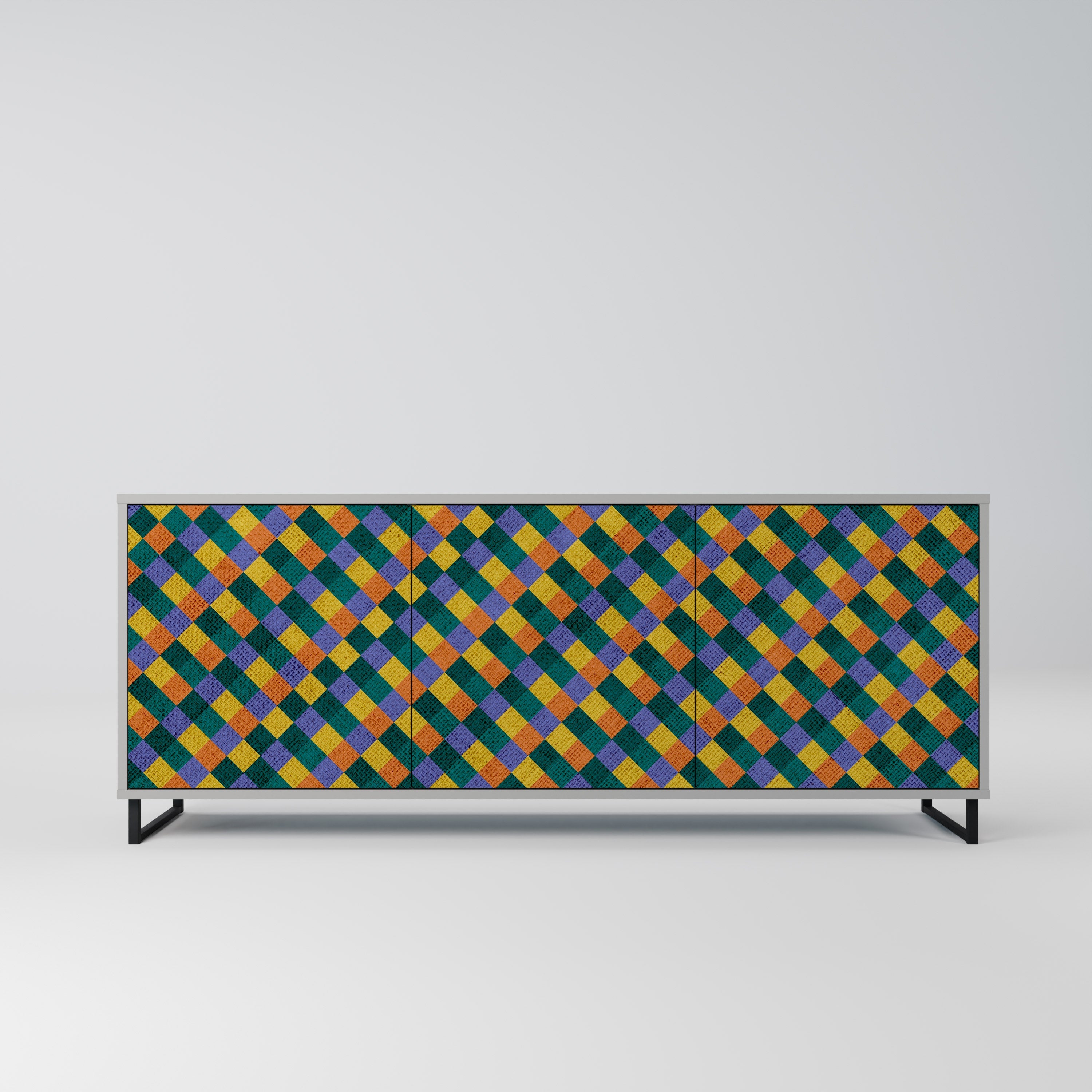 PAINTED SQUARES MIX 3-türiges Sideboard in grauem Finish