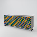 PAINTED SQUARES MIX Sideboard mit 3 Türen in Grau