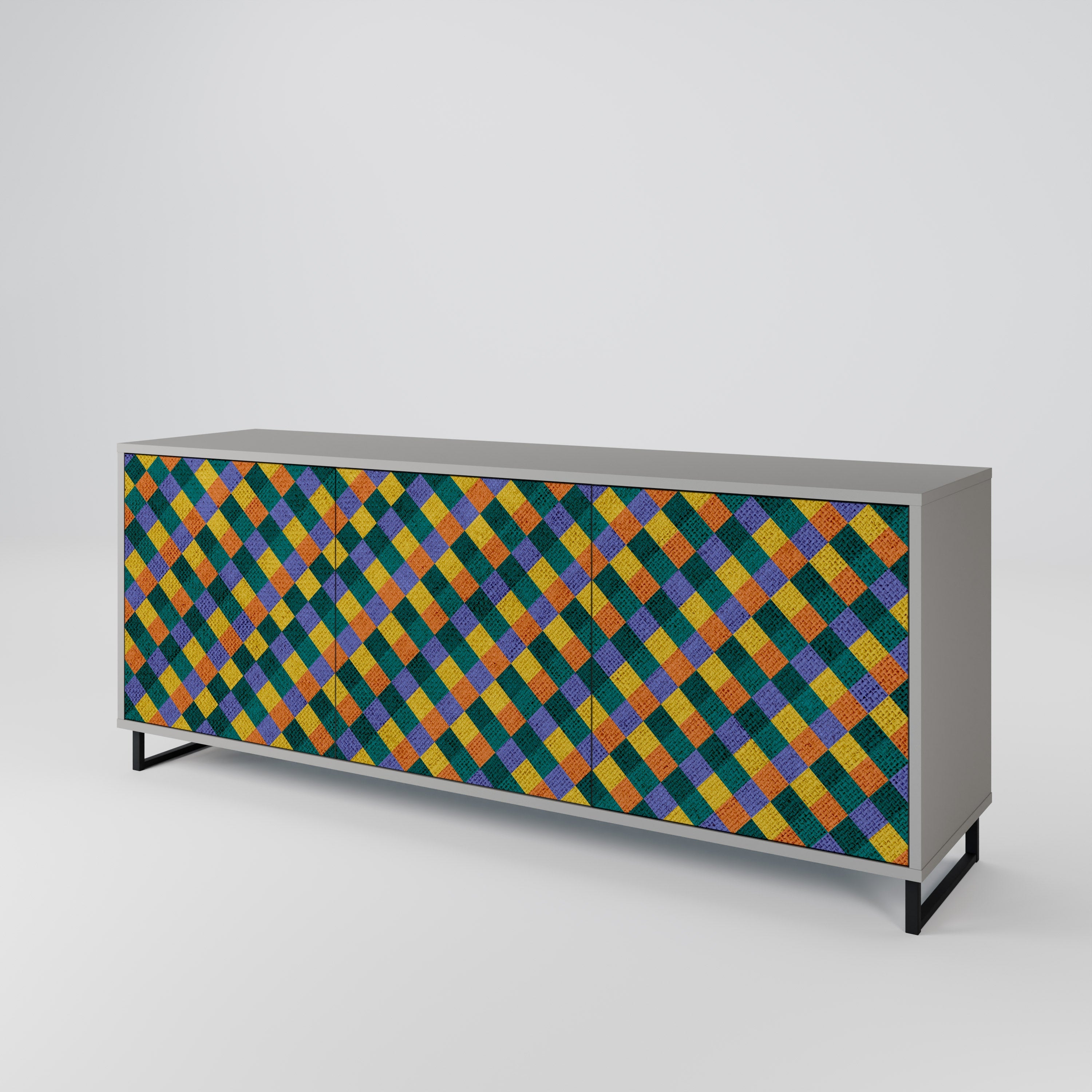 PAINTED SQUARES MIX 3-türiges Sideboard in grauem Finish