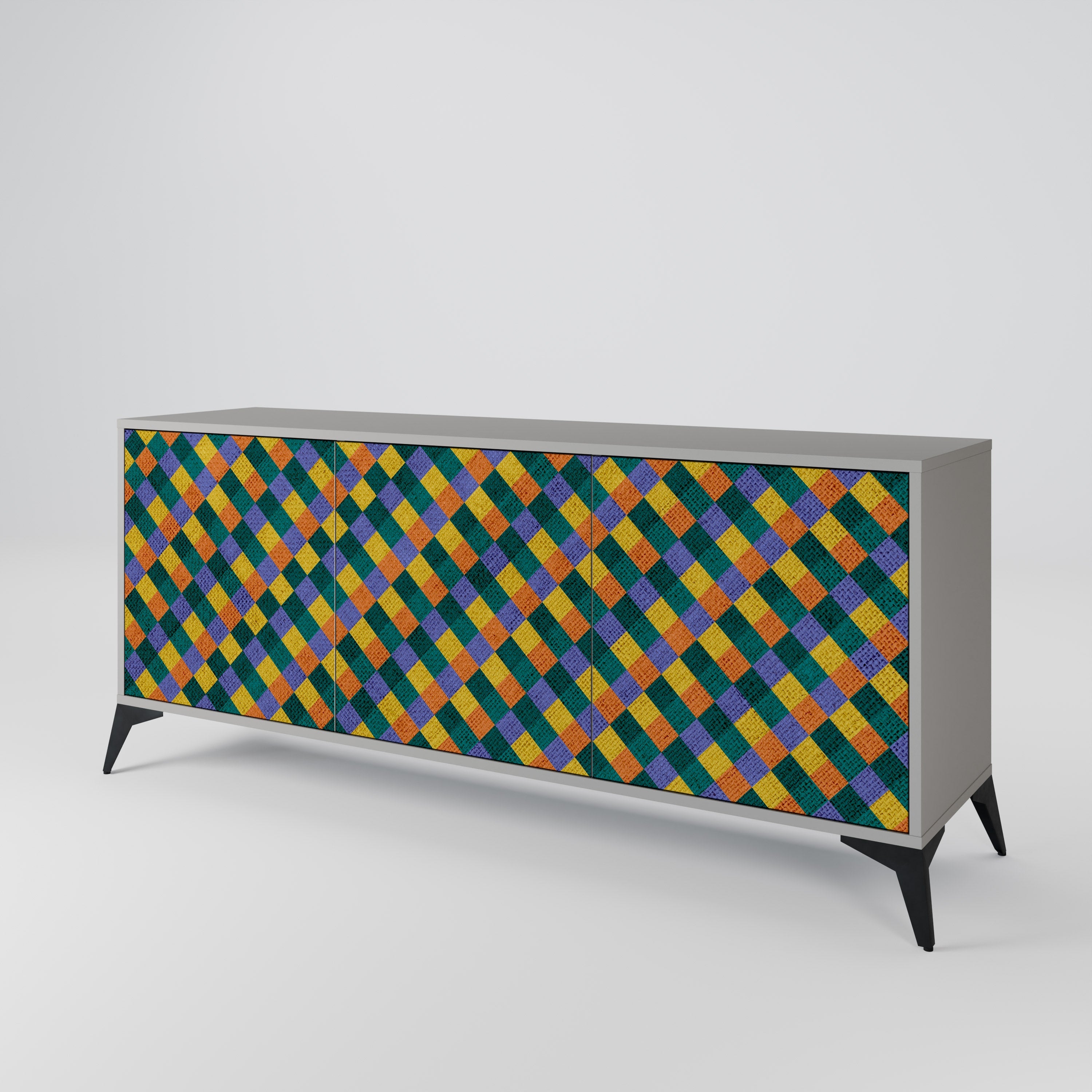 PAINTED SQUARES MIX 3-türiges Sideboard in grauem Finish