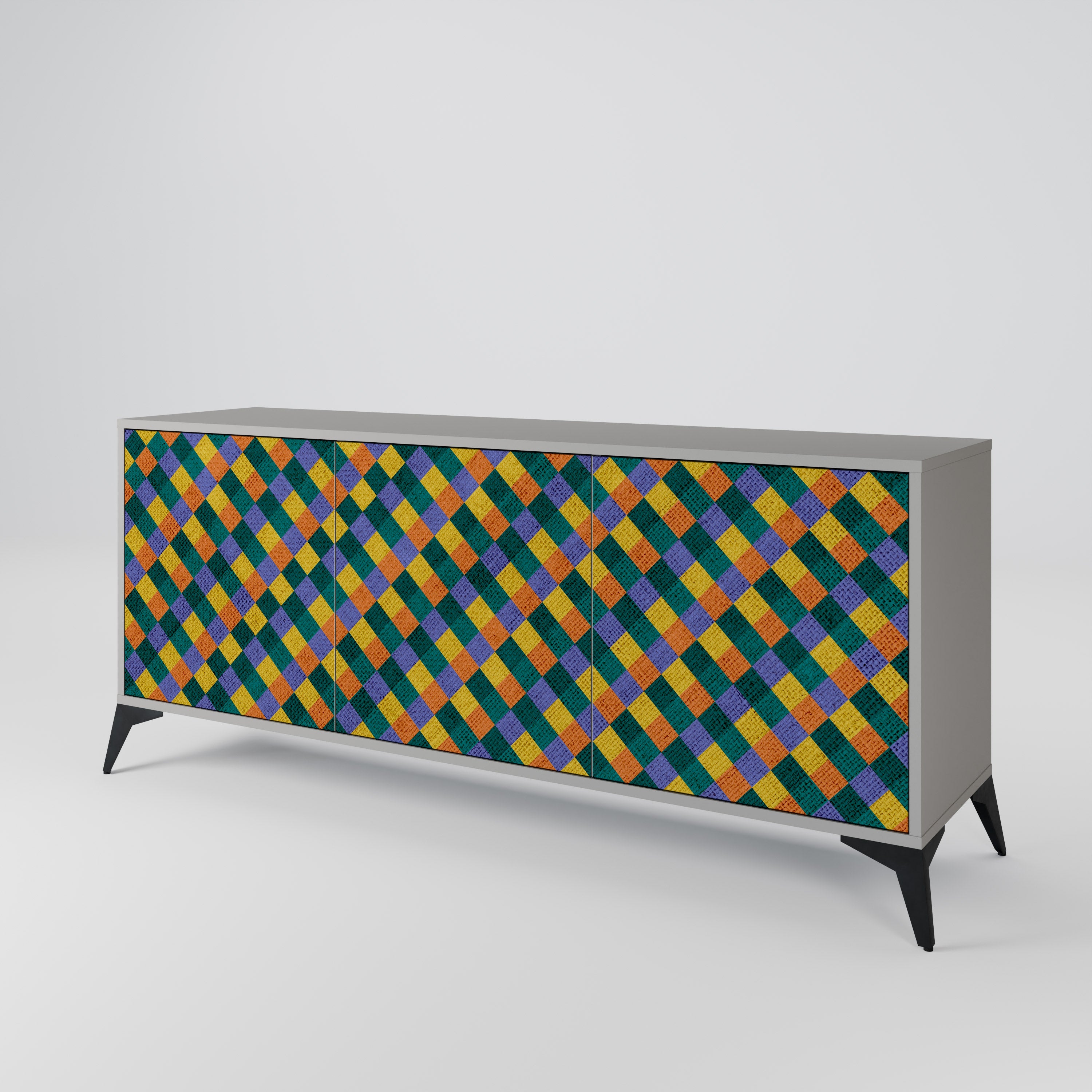 PAINTED SQUARES MIX 3-türiges Sideboard