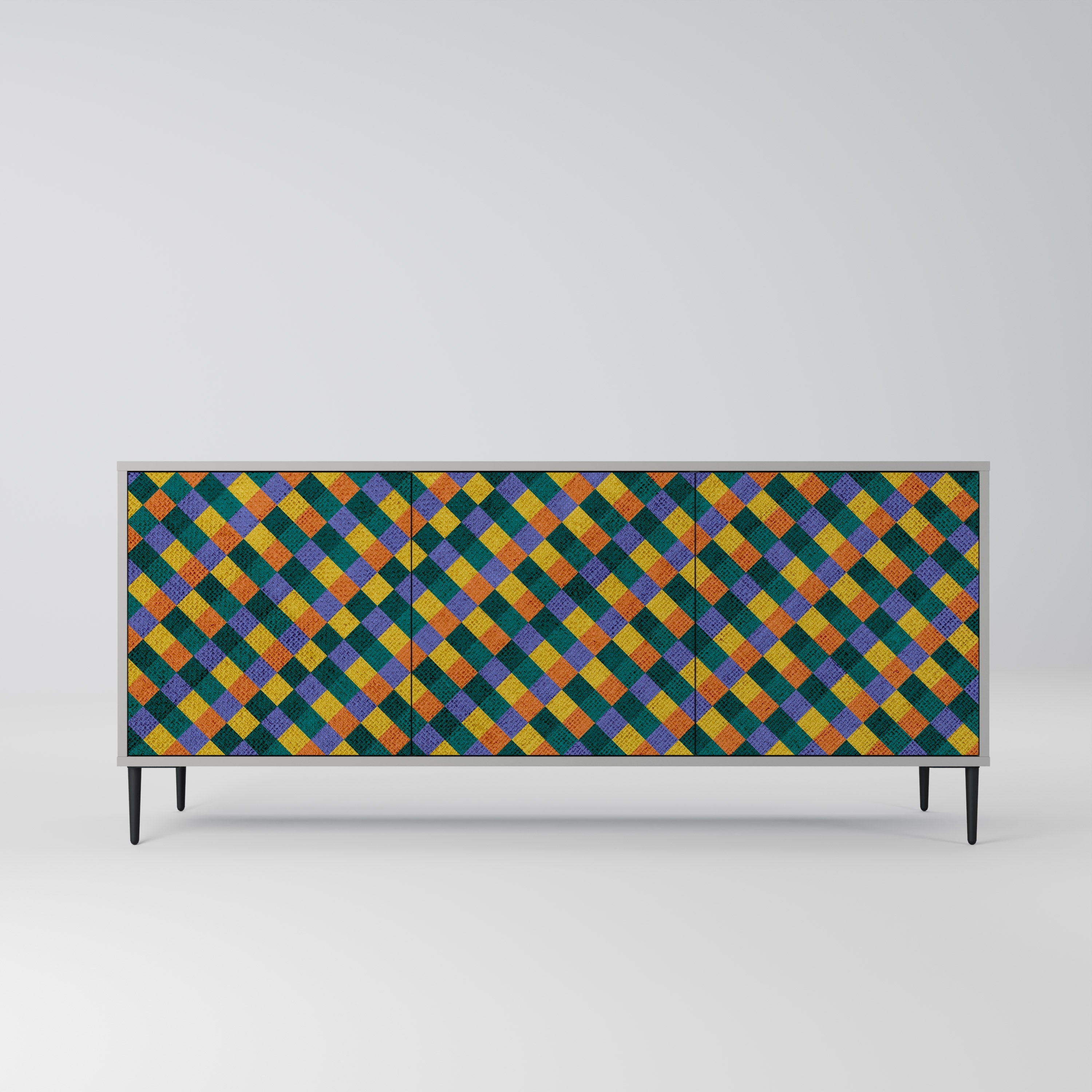 PAINTED SQUARES MIX 3-türiges Sideboard in grauem Finish