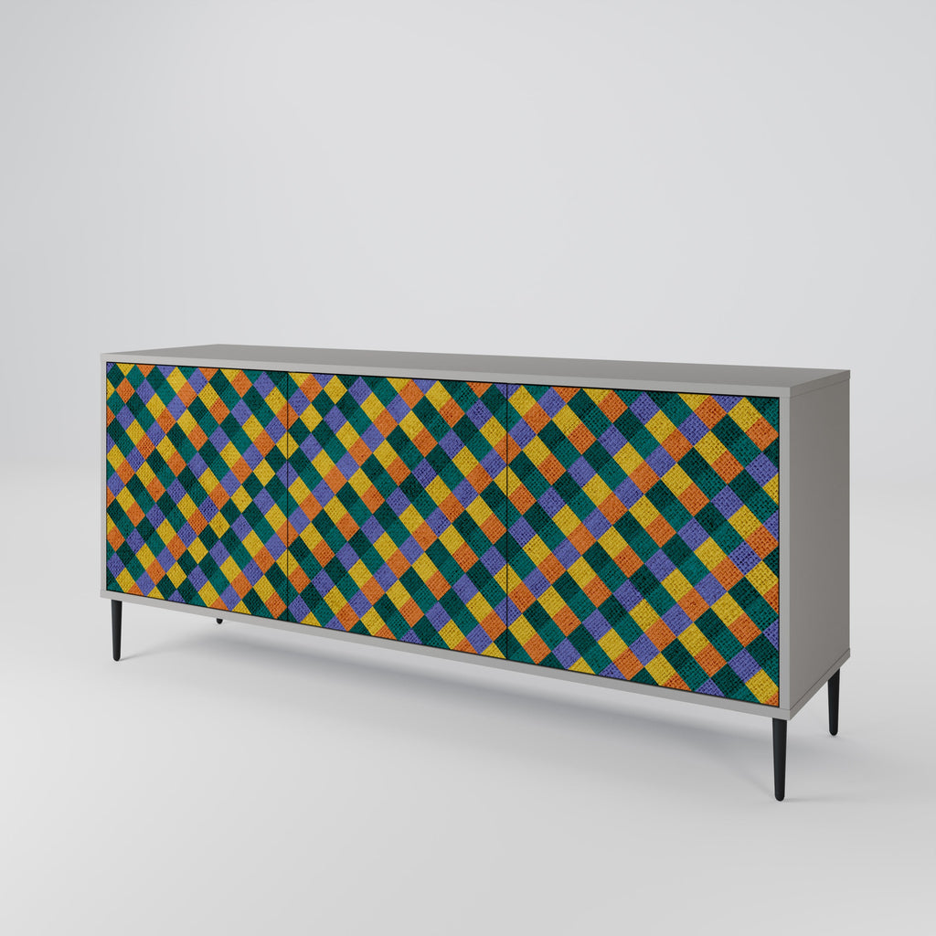 PAINTED SQUARES MIX 3-türiges Sideboard in grauem Finish