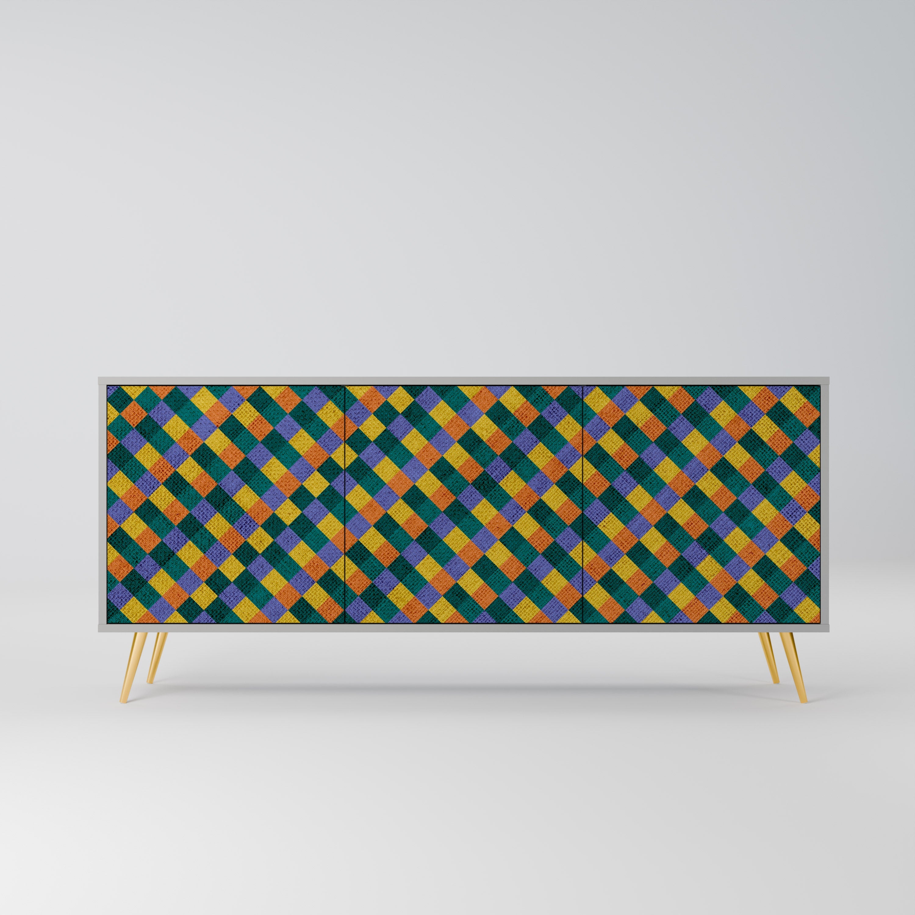 PAINTED SQUARES MIX 3-türiges Sideboard in grauem Finish