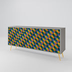 PAINTED SQUARES MIX Sideboard mit 3 Türen in Grau