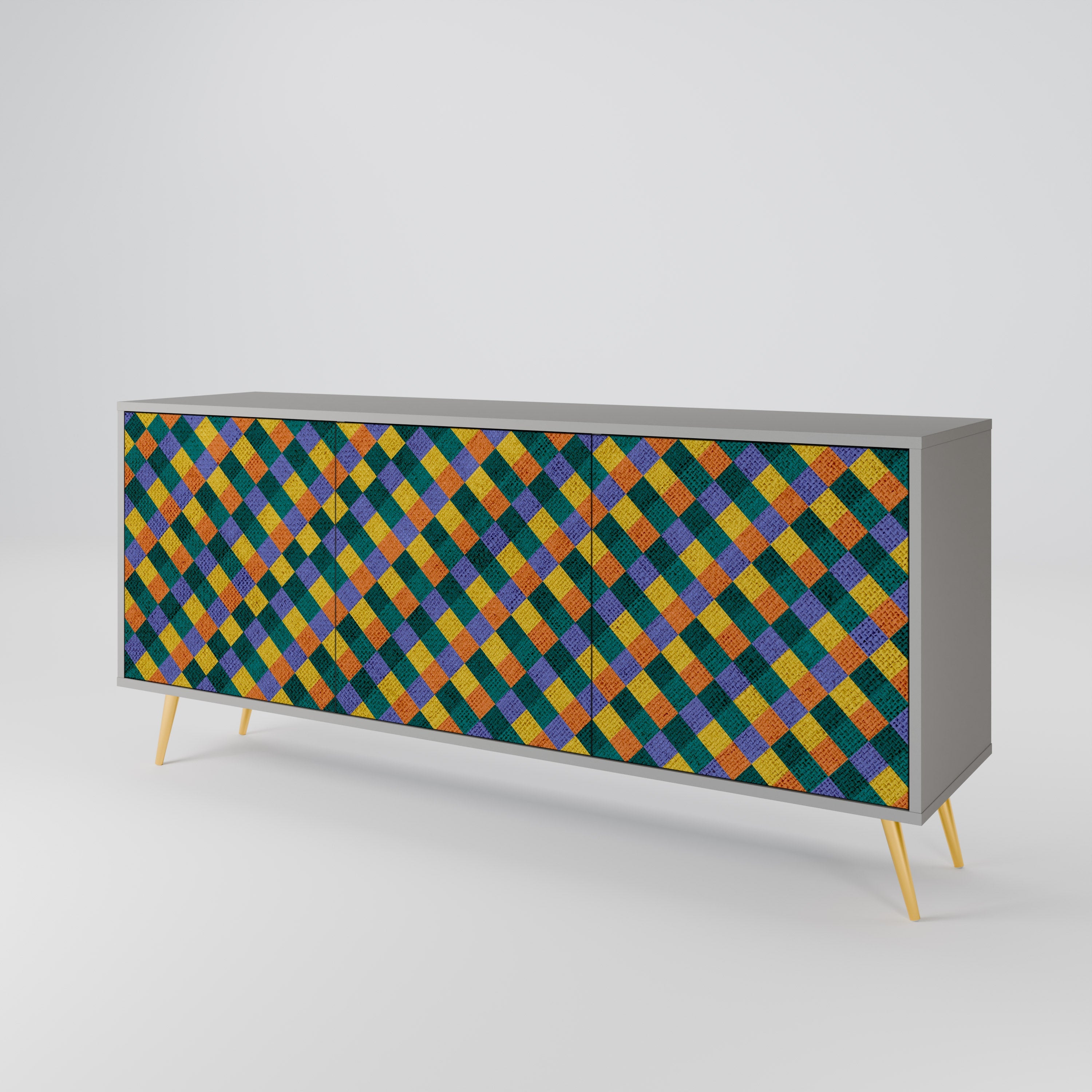 PAINTED SQUARES MIX 3-türiges Sideboard in grauem Finish