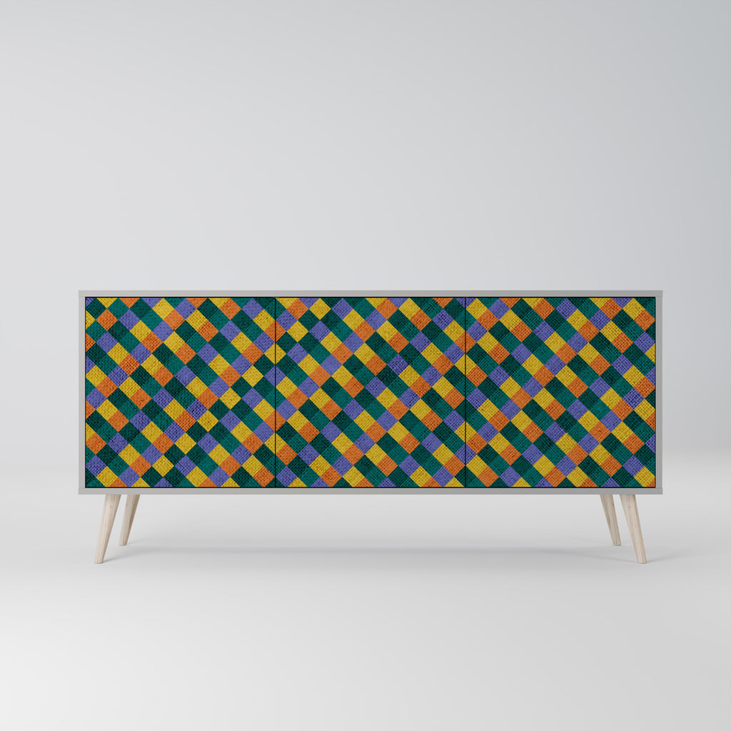 PAINTED SQUARES MIX 3-türiges Sideboard in grauem Finish