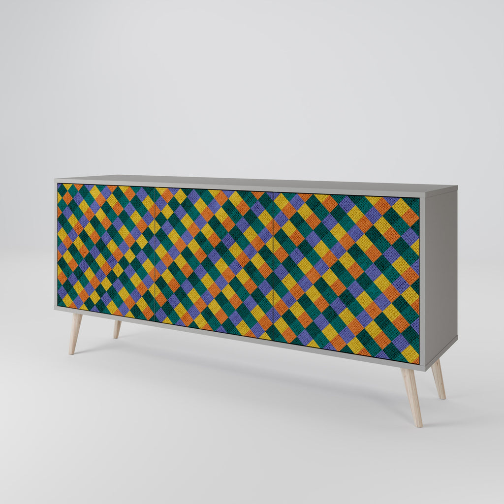 PAINTED SQUARES MIX 3-türiges Sideboard in grauem Finish