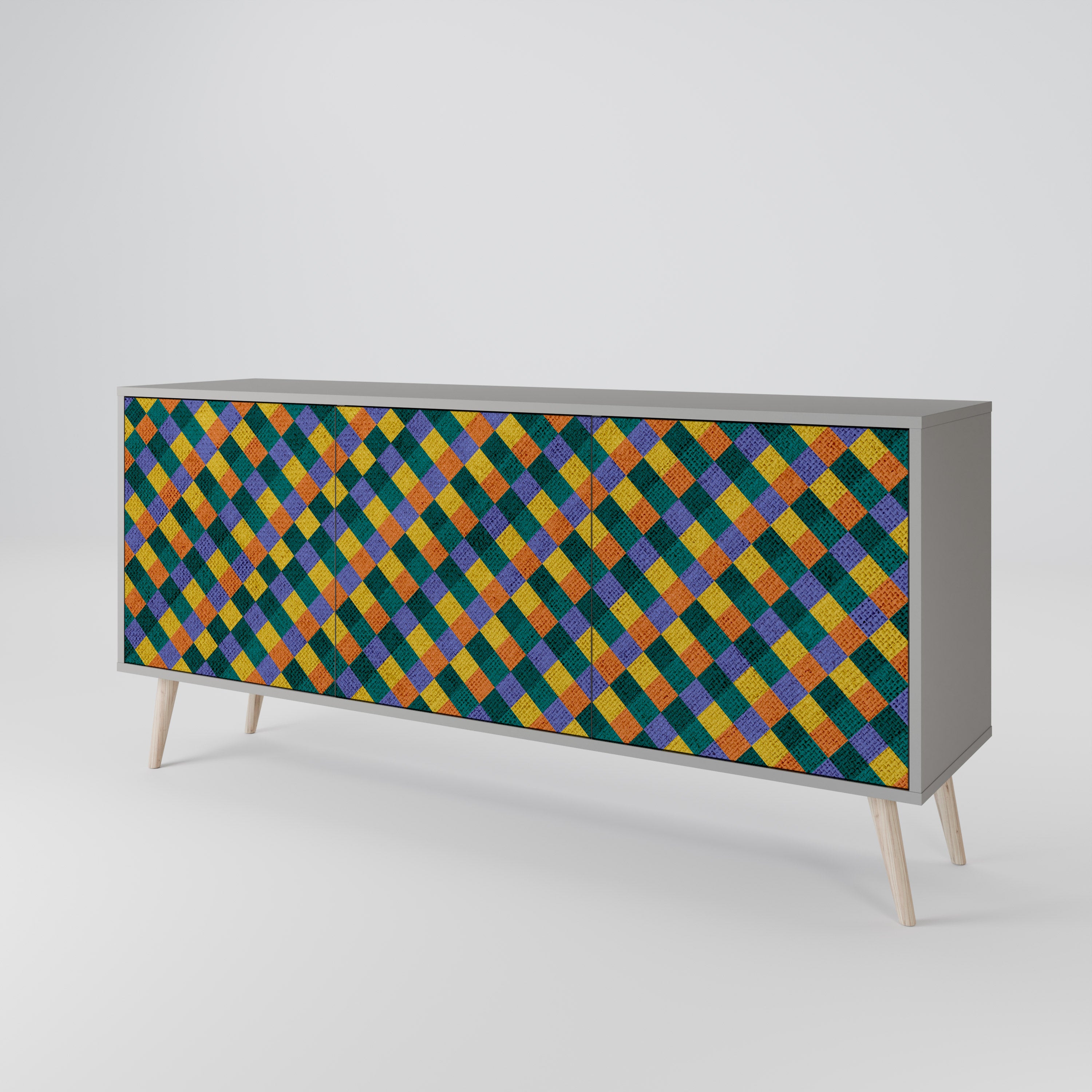 PAINTED SQUARES MIX 3-türiges Sideboard