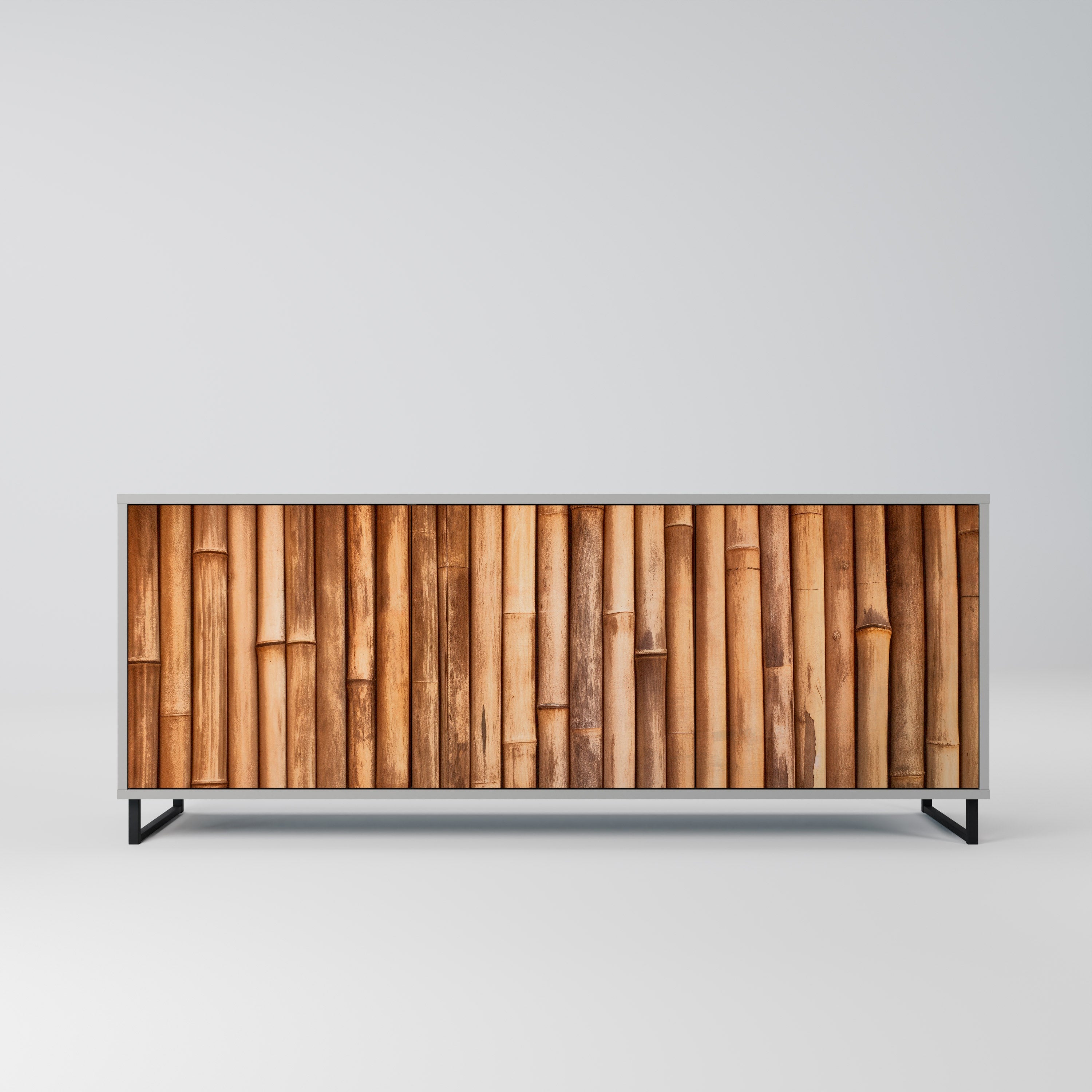 NATURAL WOOD 3-türiges Sideboard in grauem Finish