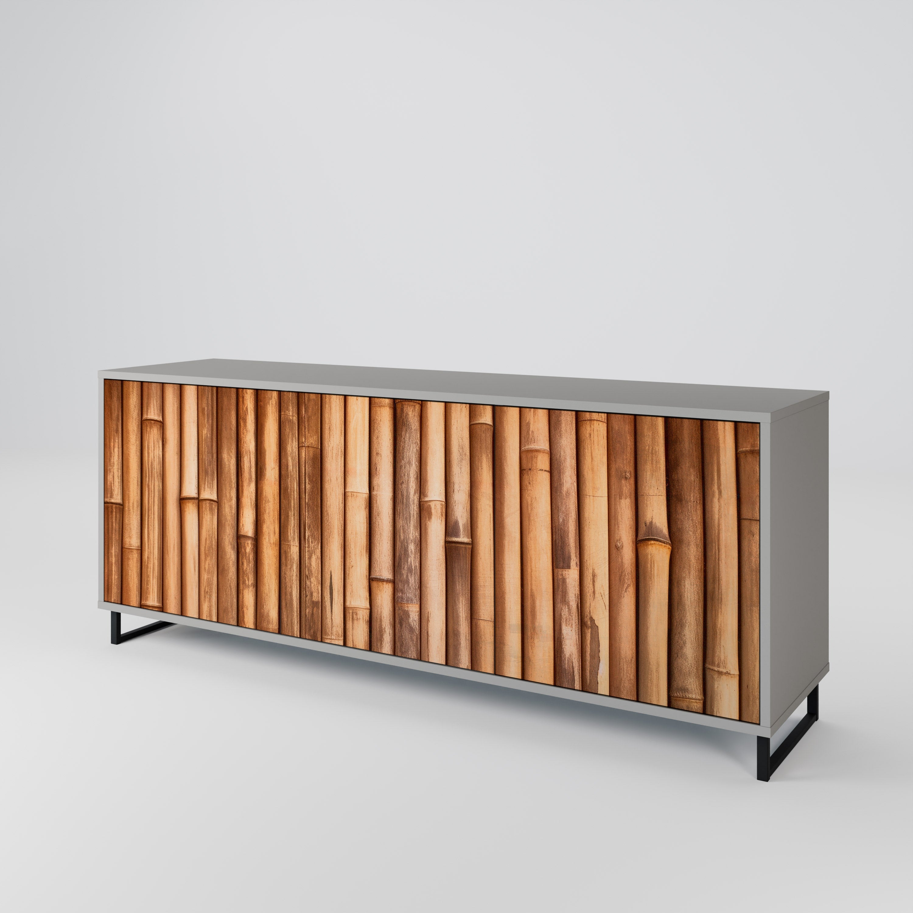 NATURAL WOOD 3-türiges Sideboard in grauem Finish