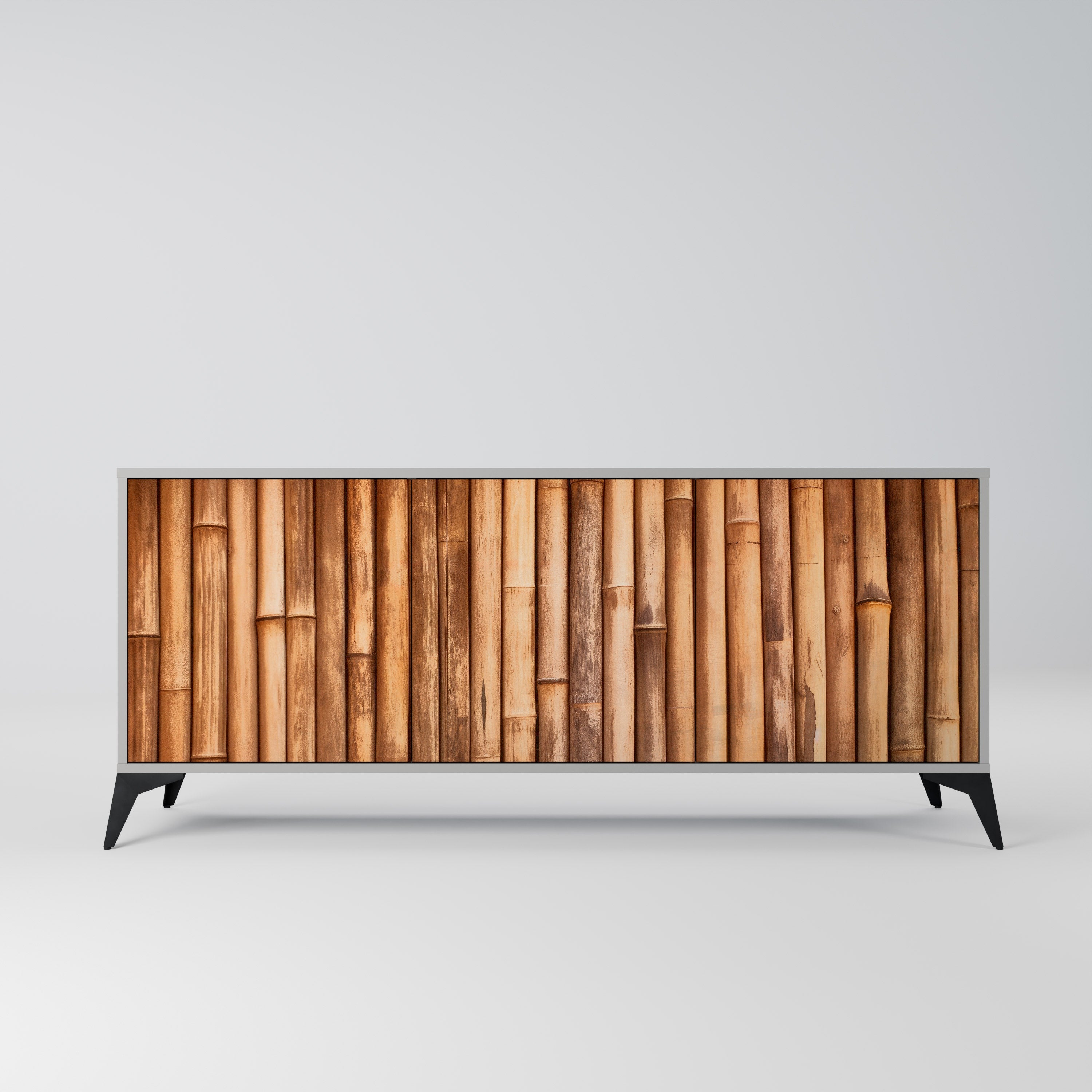 NATURAL WOOD 3-türiges Sideboard in grauem Finish