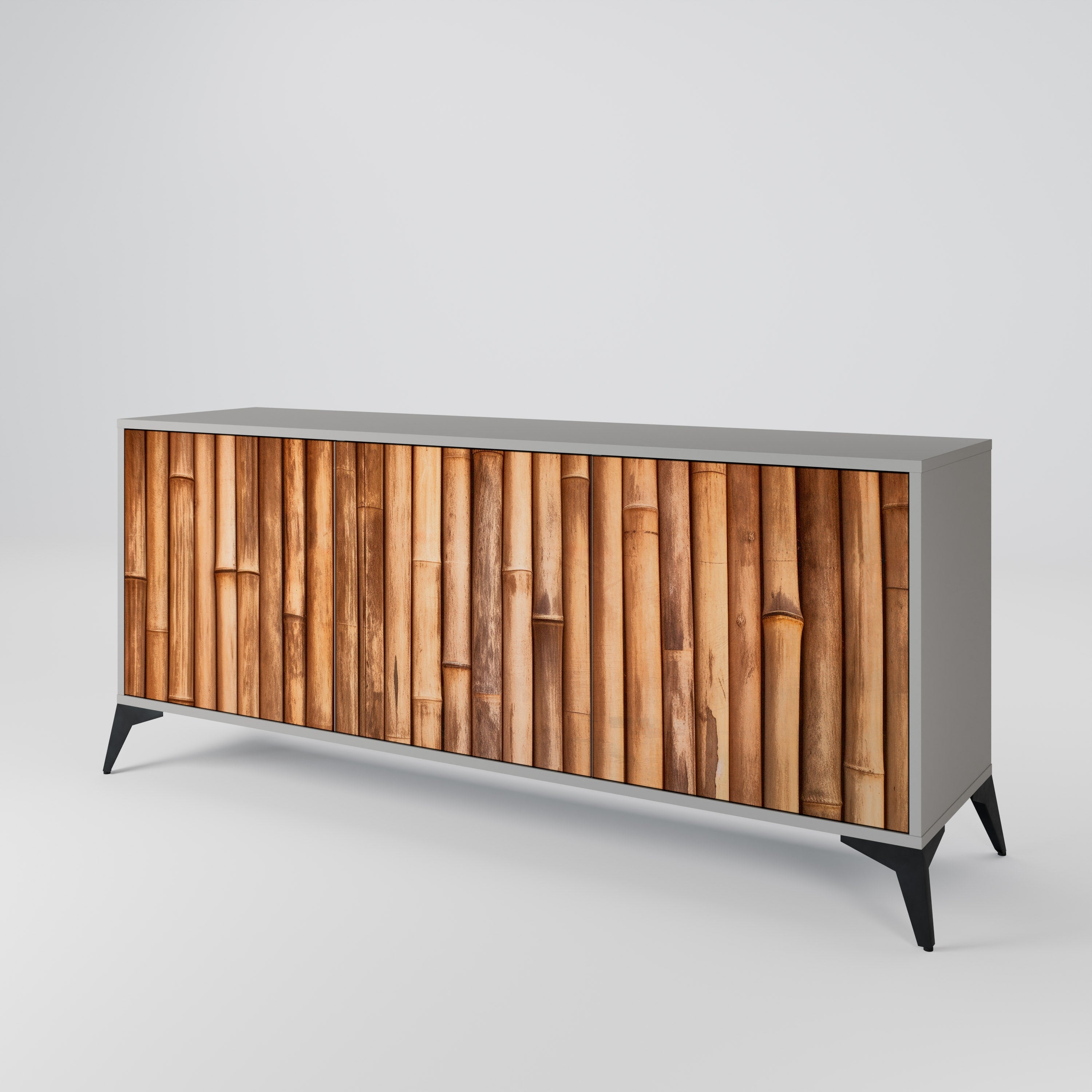 NATURAL WOOD 3-türiges Sideboard in grauem Finish