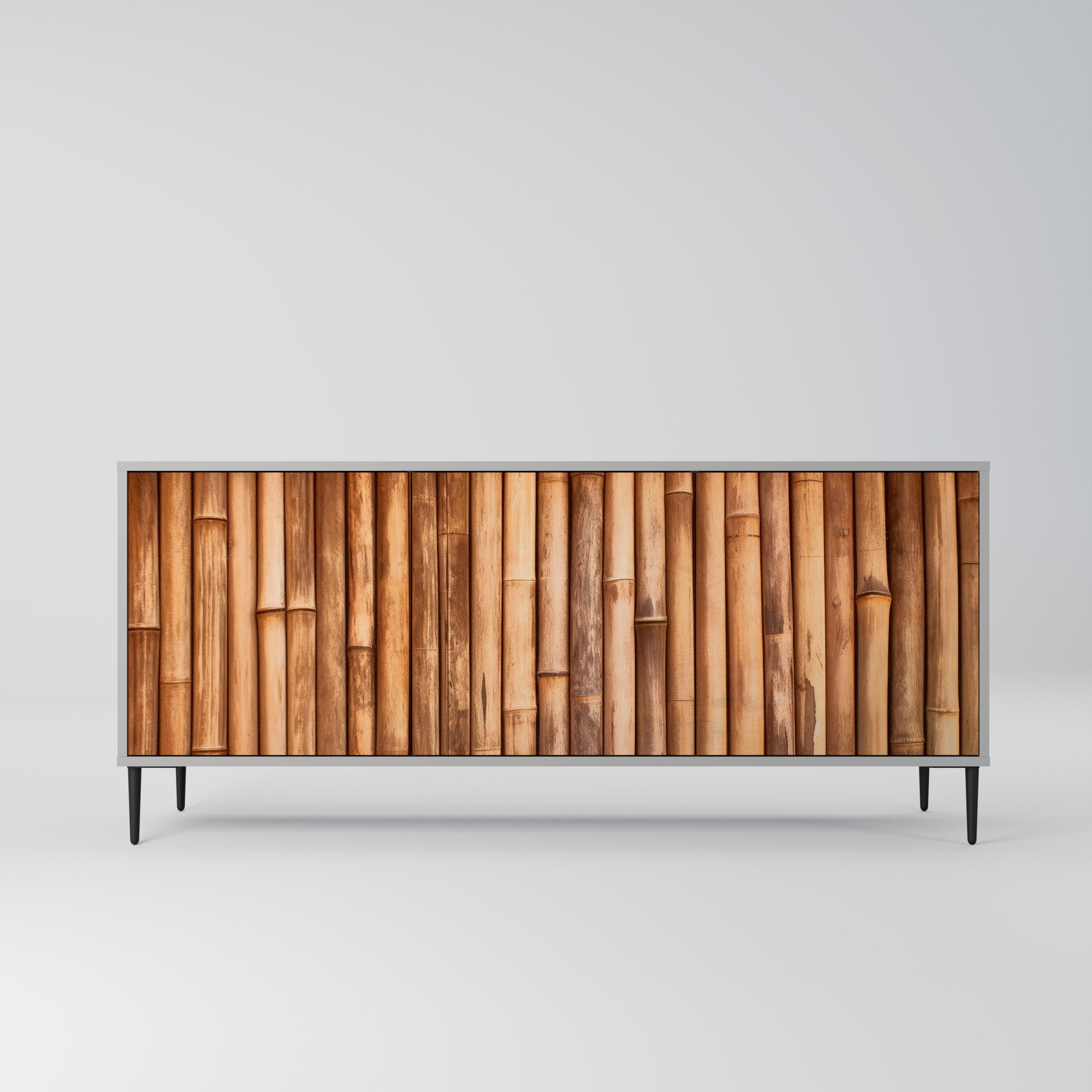 NATURAL WOOD 3-türiges Sideboard in grauem Finish