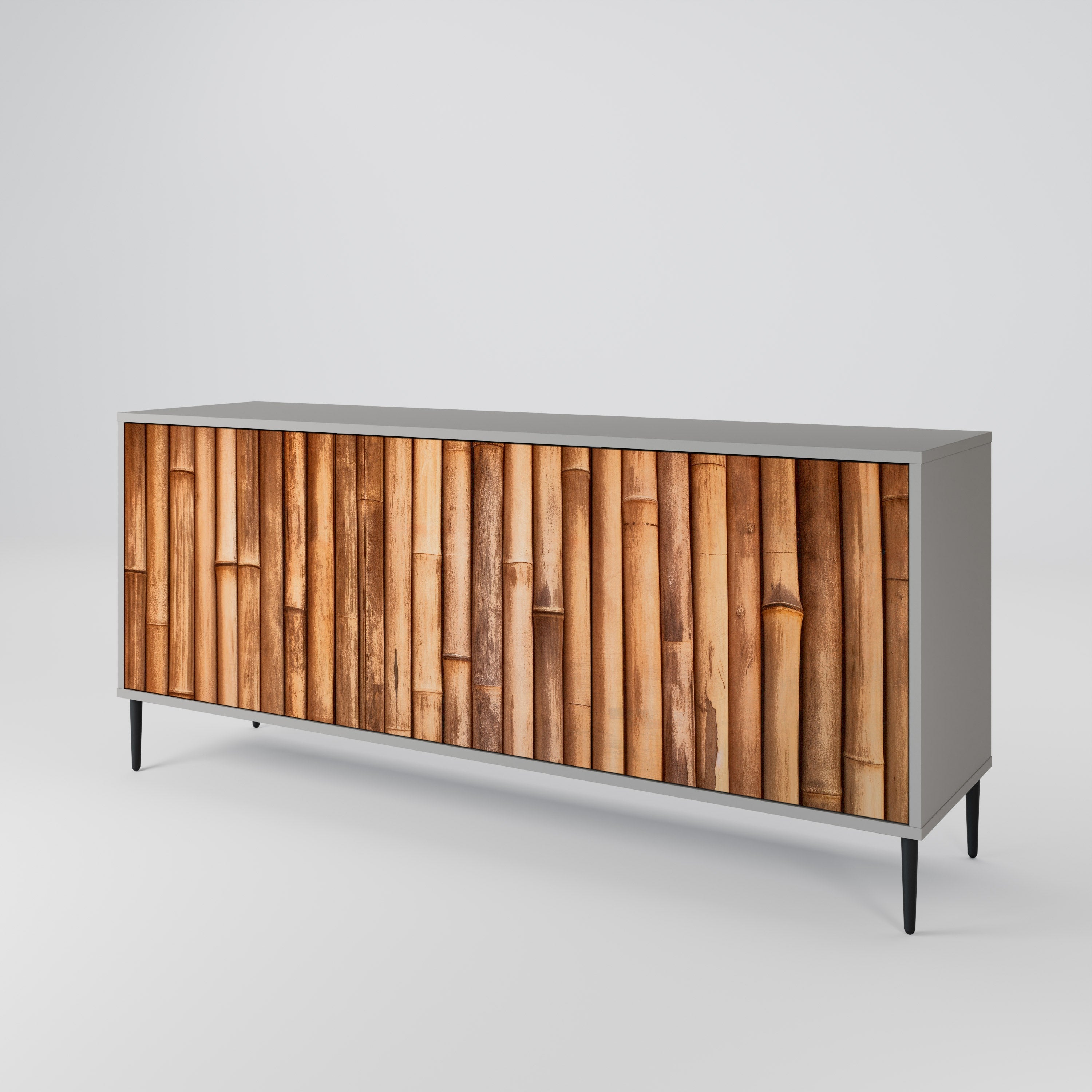 NATURAL WOOD 3-türiges Sideboard in grauem Finish