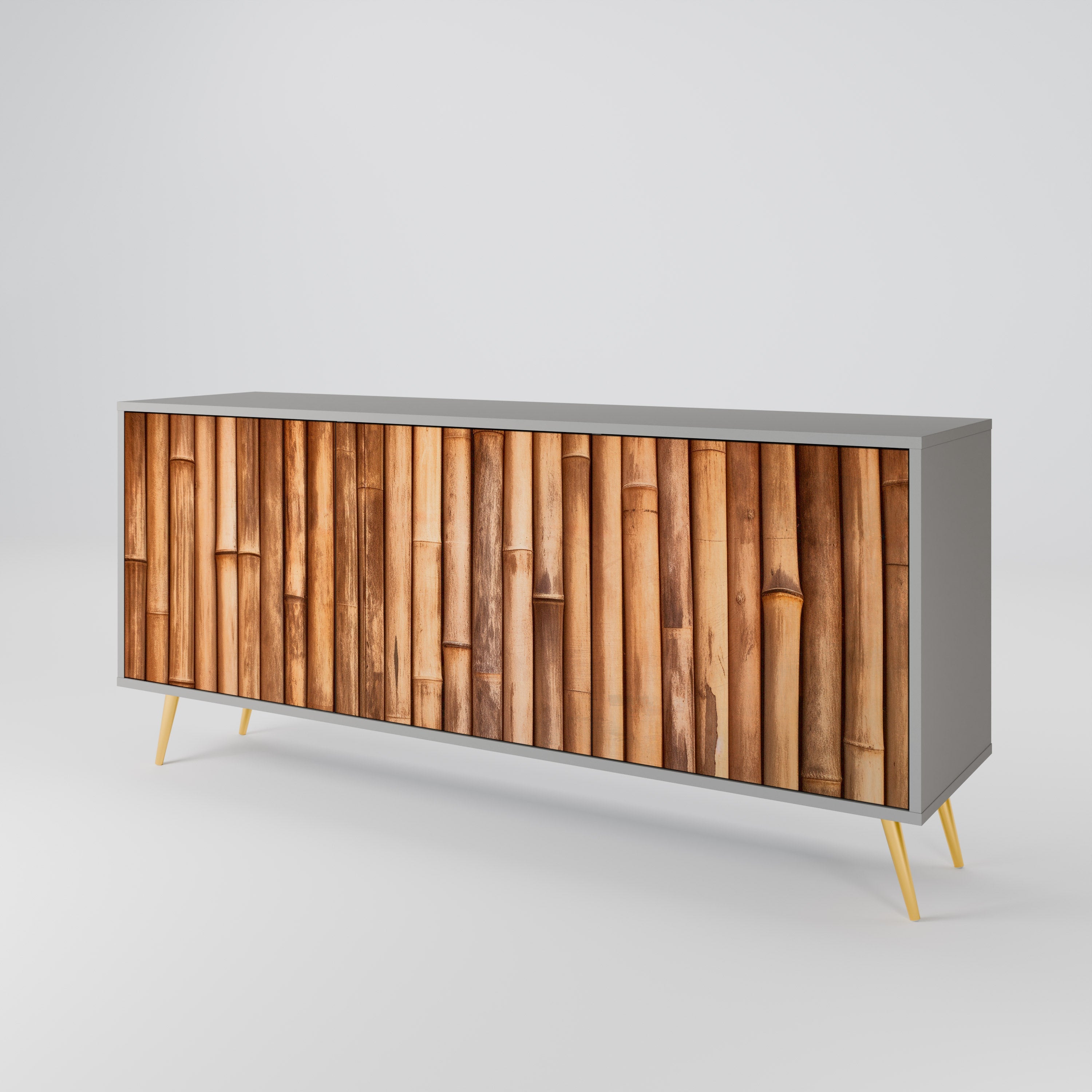 NATURAL WOOD 3-türiges Sideboard in grauem Finish