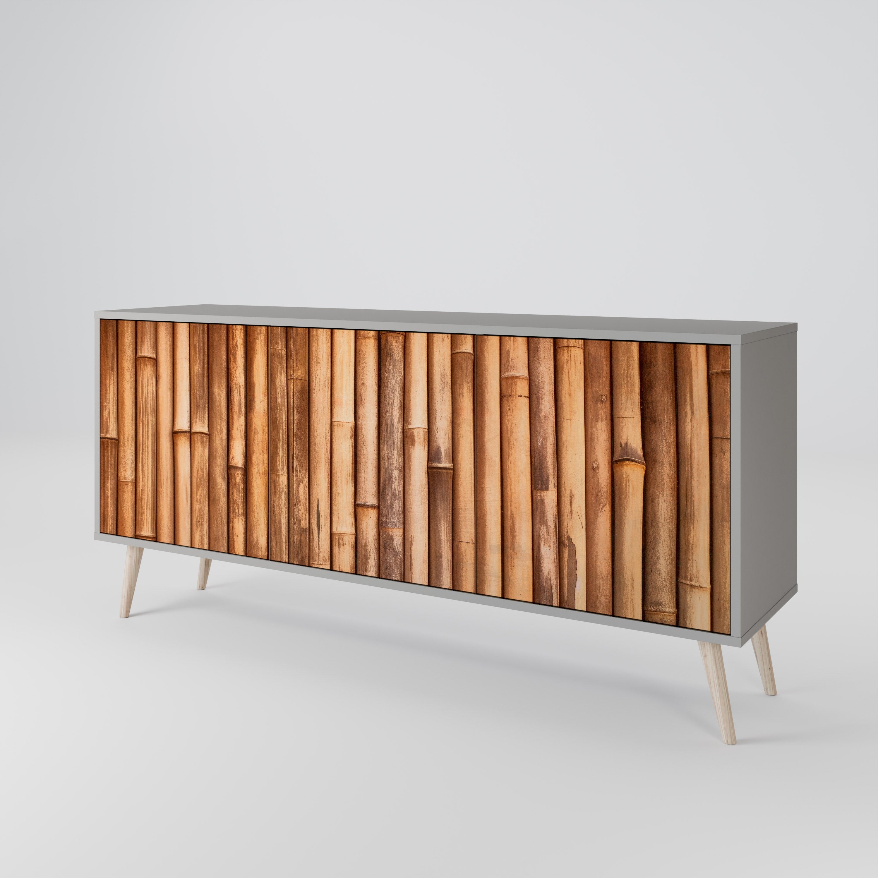 NATURAL WOOD 3-türiges Sideboard in grauem Finish