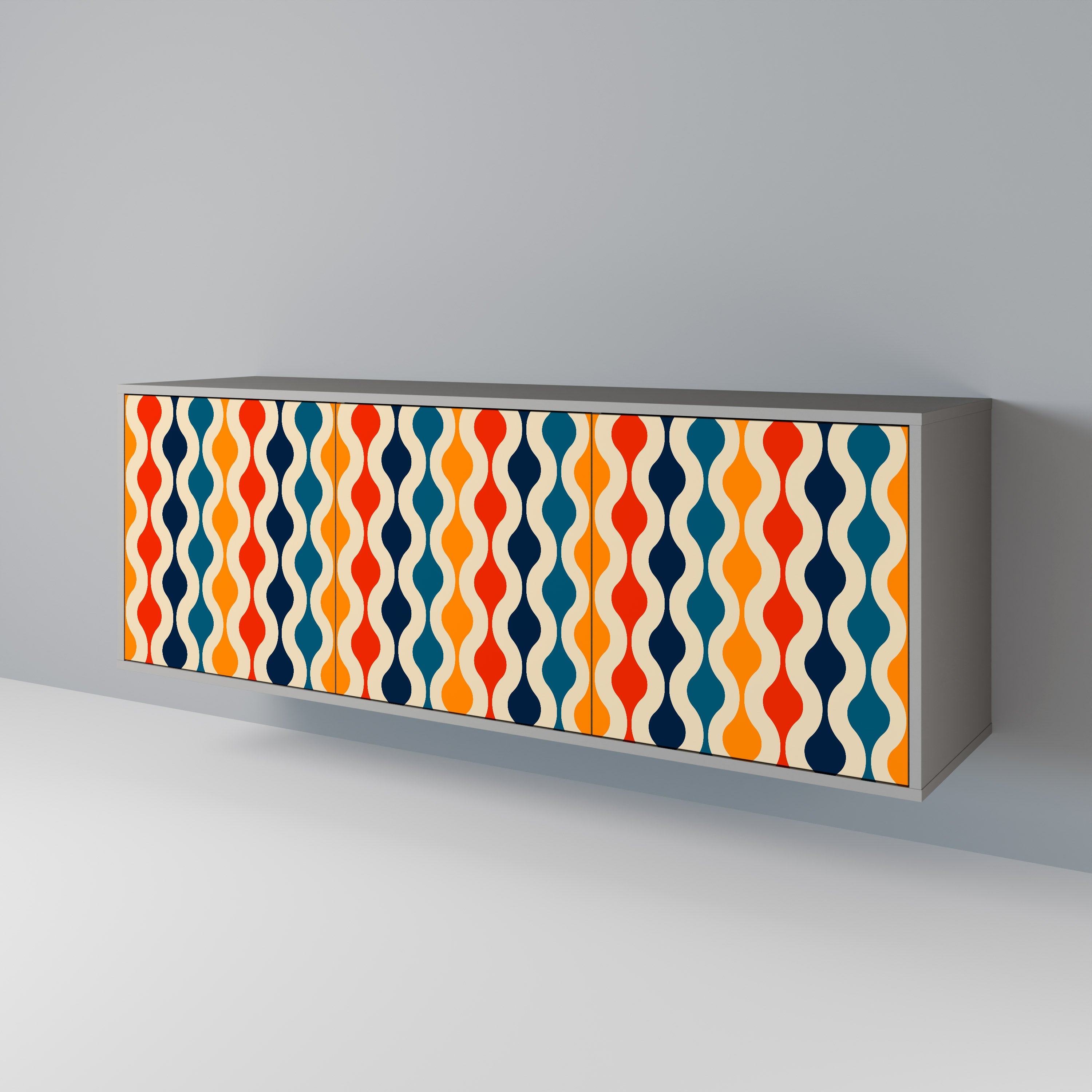 COLORFUL NOSTALGIA 3-türiges Sideboard in grauer Ausführung