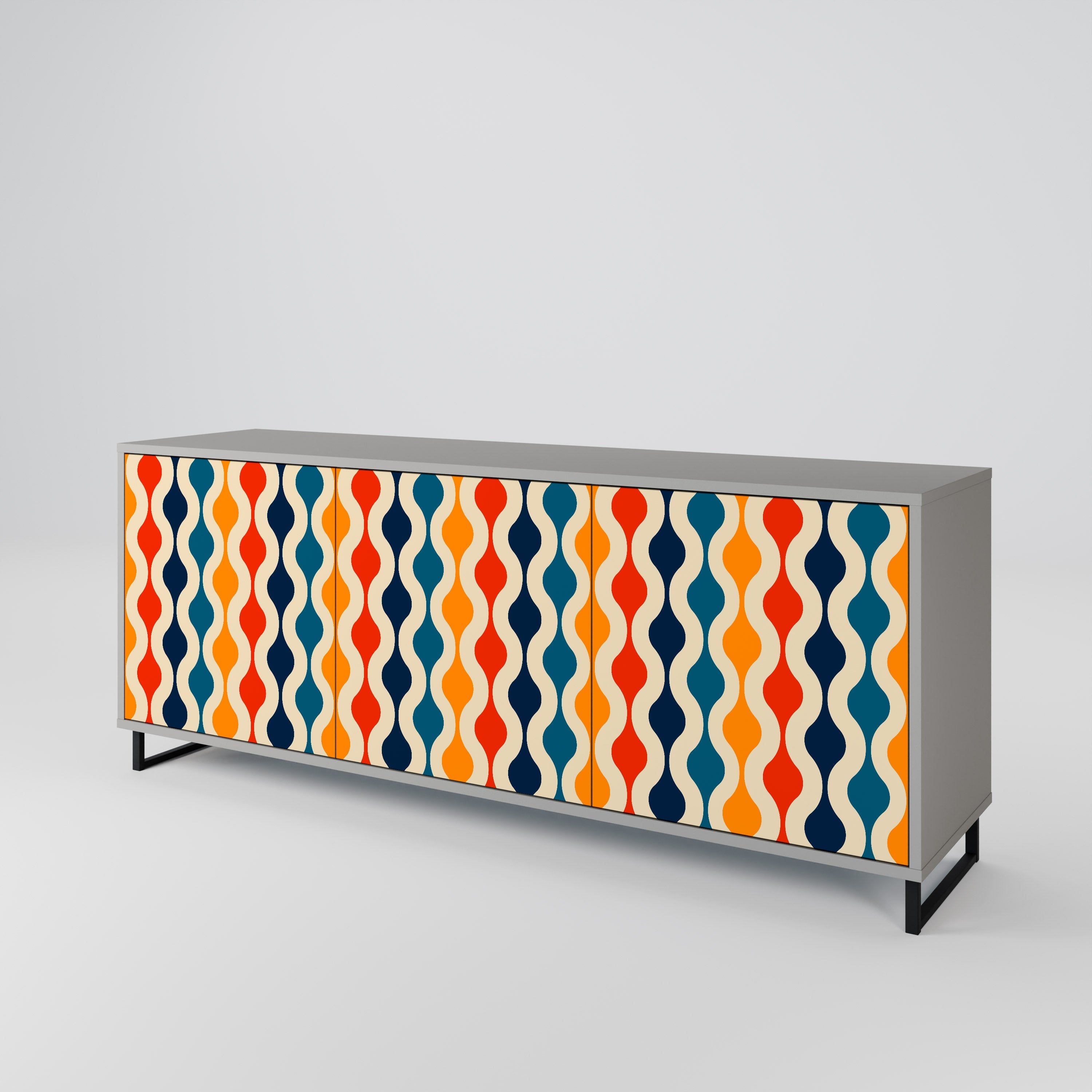 COLORFUL NOSTALGIA 3-türiges Sideboard in grauer Ausführung