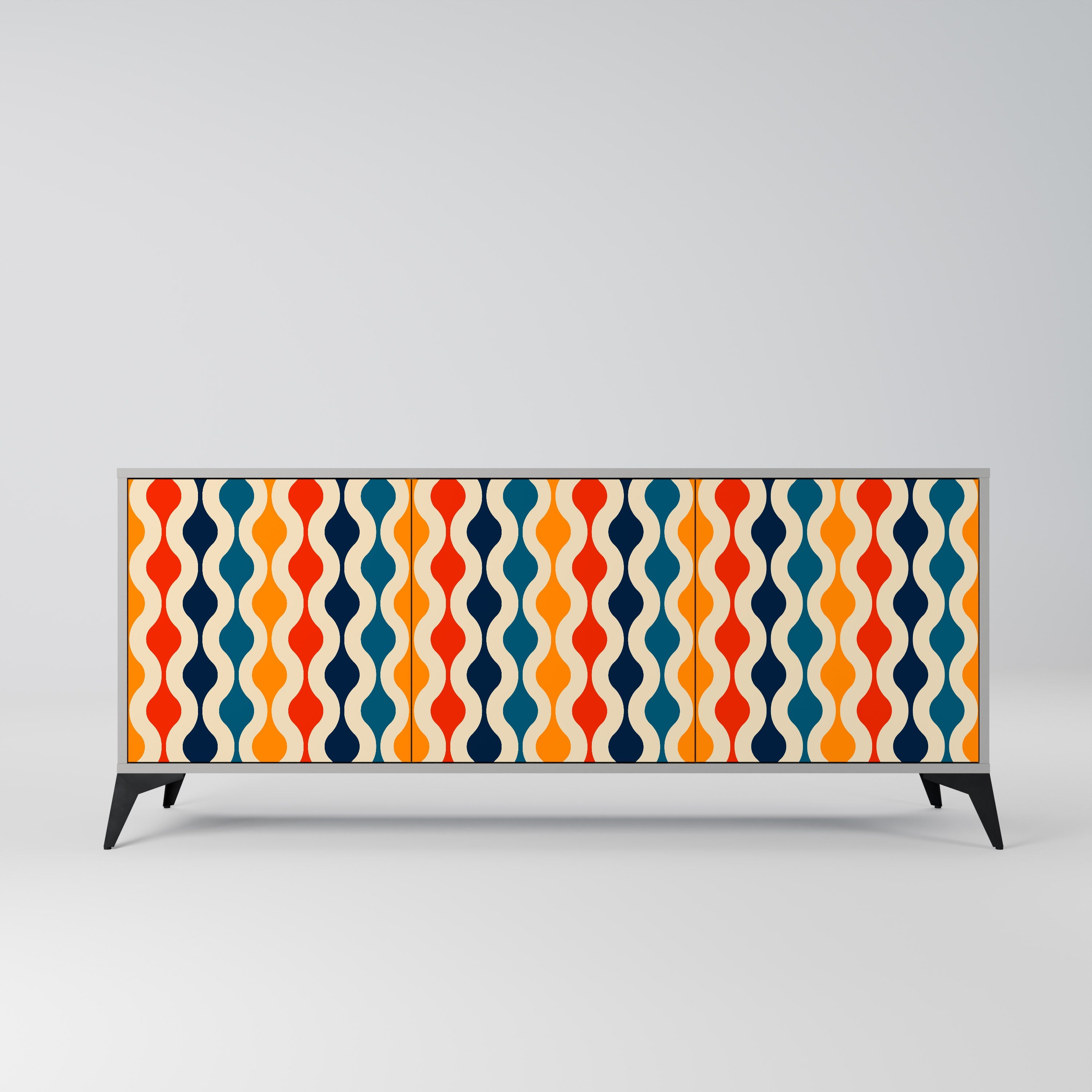 COLORFUL NOSTALGIA 3-türiges Sideboard in grauer Ausführung