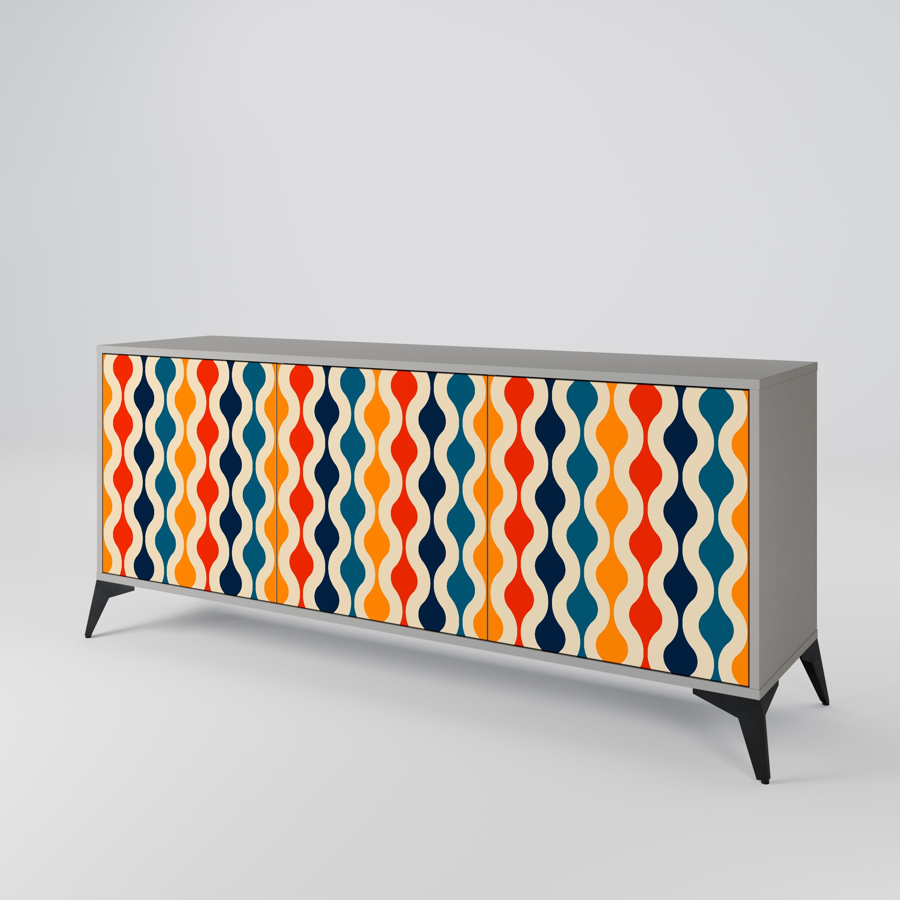 COLORFUL NOSTALGIA 3-türiges Sideboard in grauer Ausführung