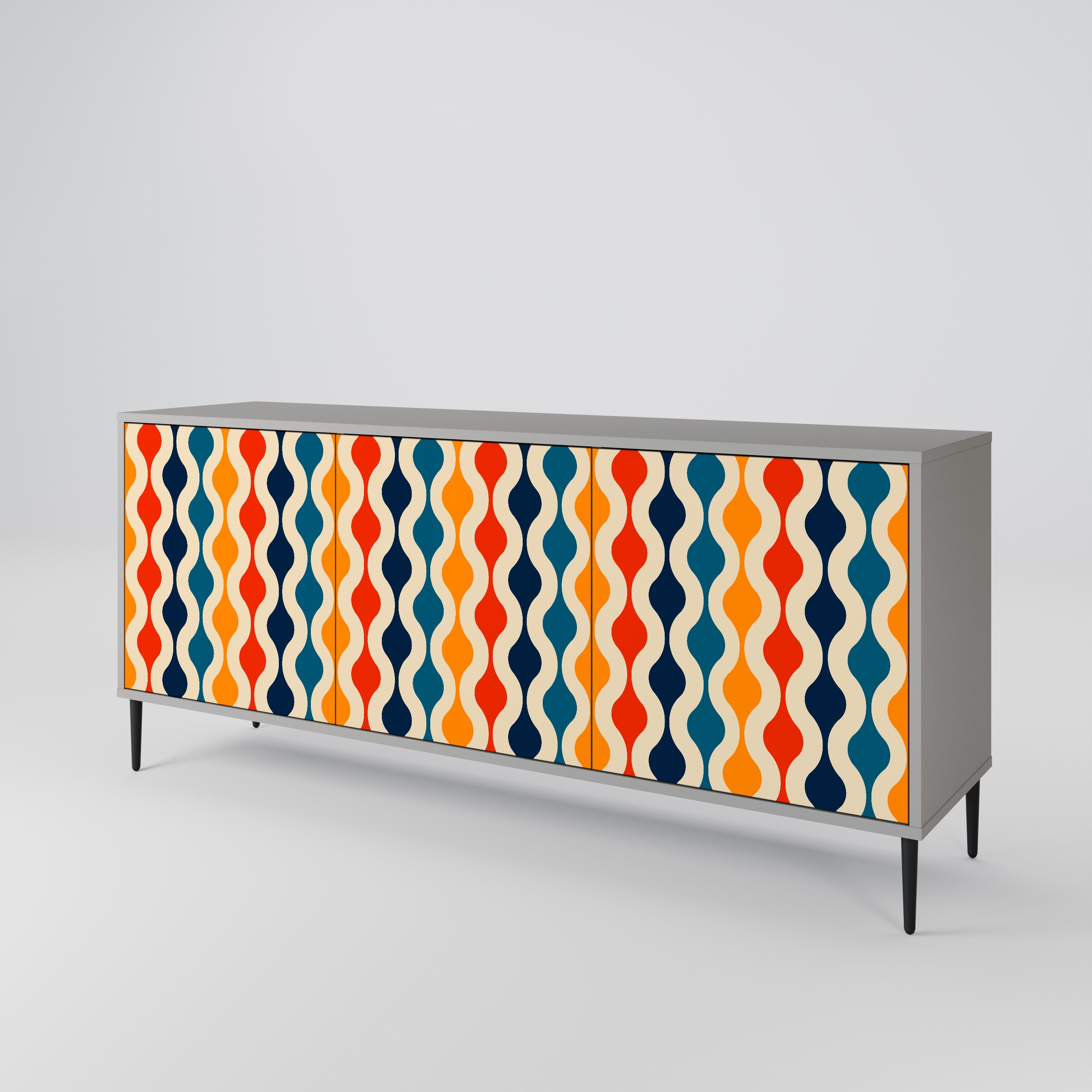 COLORFUL NOSTALGIA 3-türiges Sideboard in grauer Ausführung