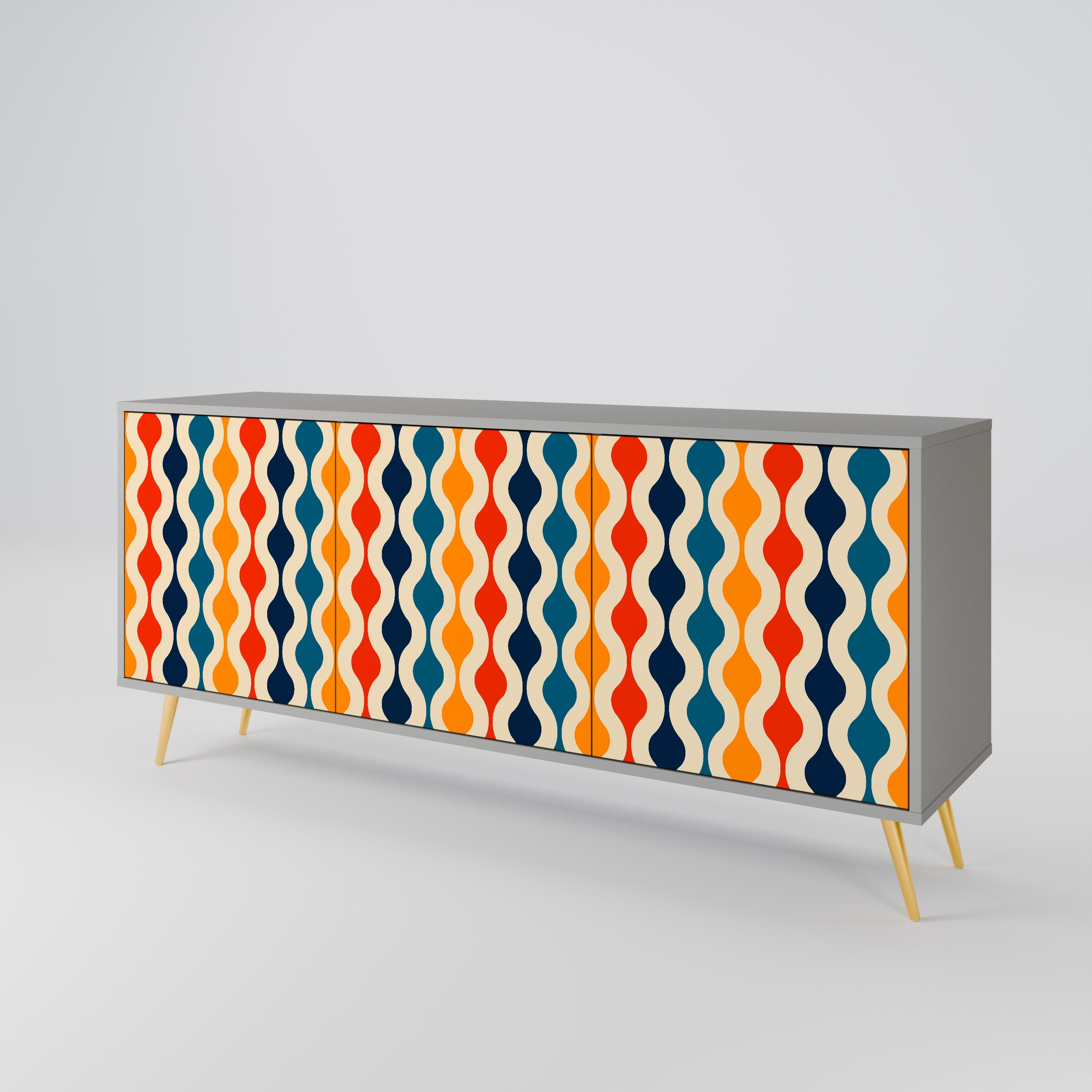 COLORFUL NOSTALGIA 3-türiges Sideboard in grauer Ausführung