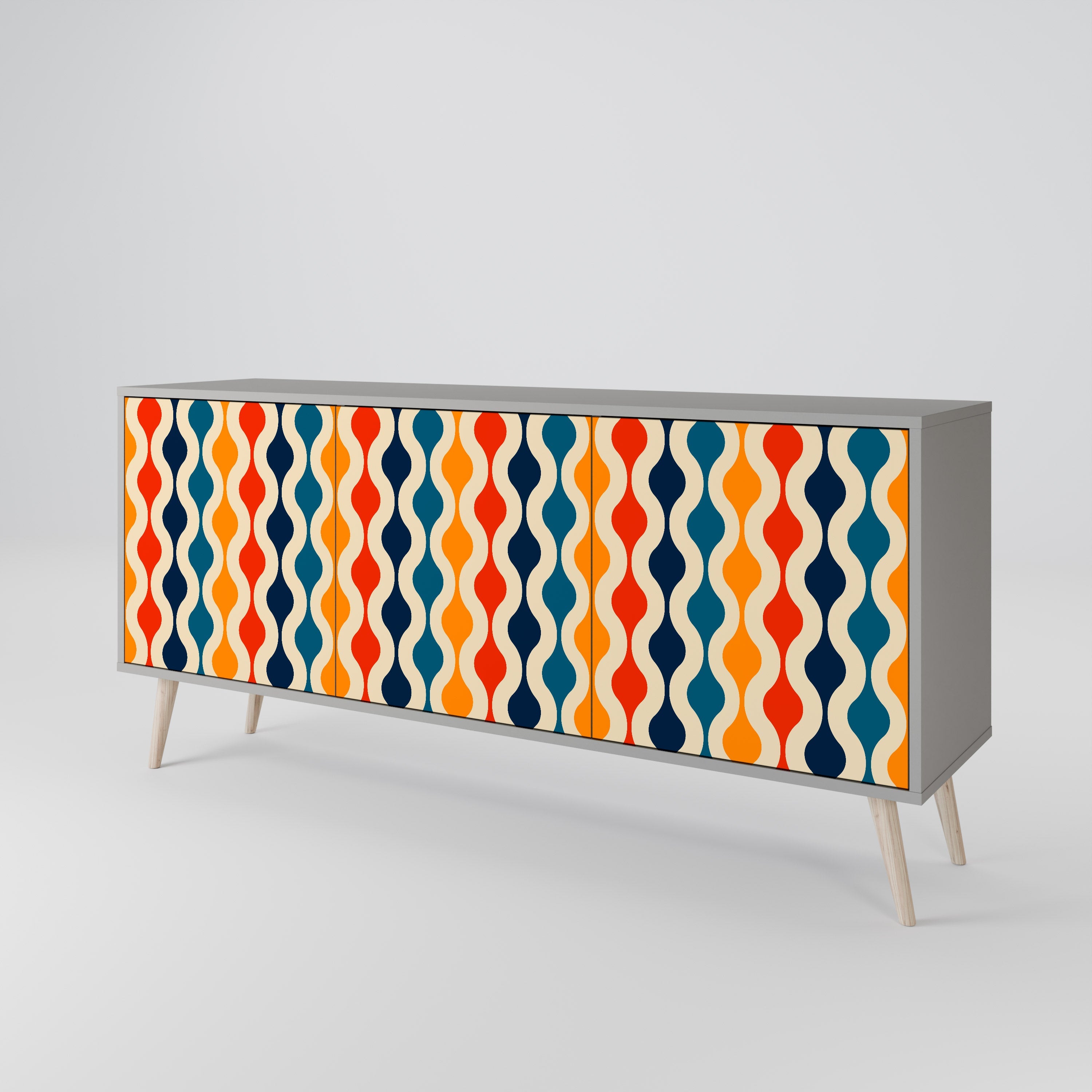 COLORFUL NOSTALGIA 3-türiges Sideboard in grauer Ausführung