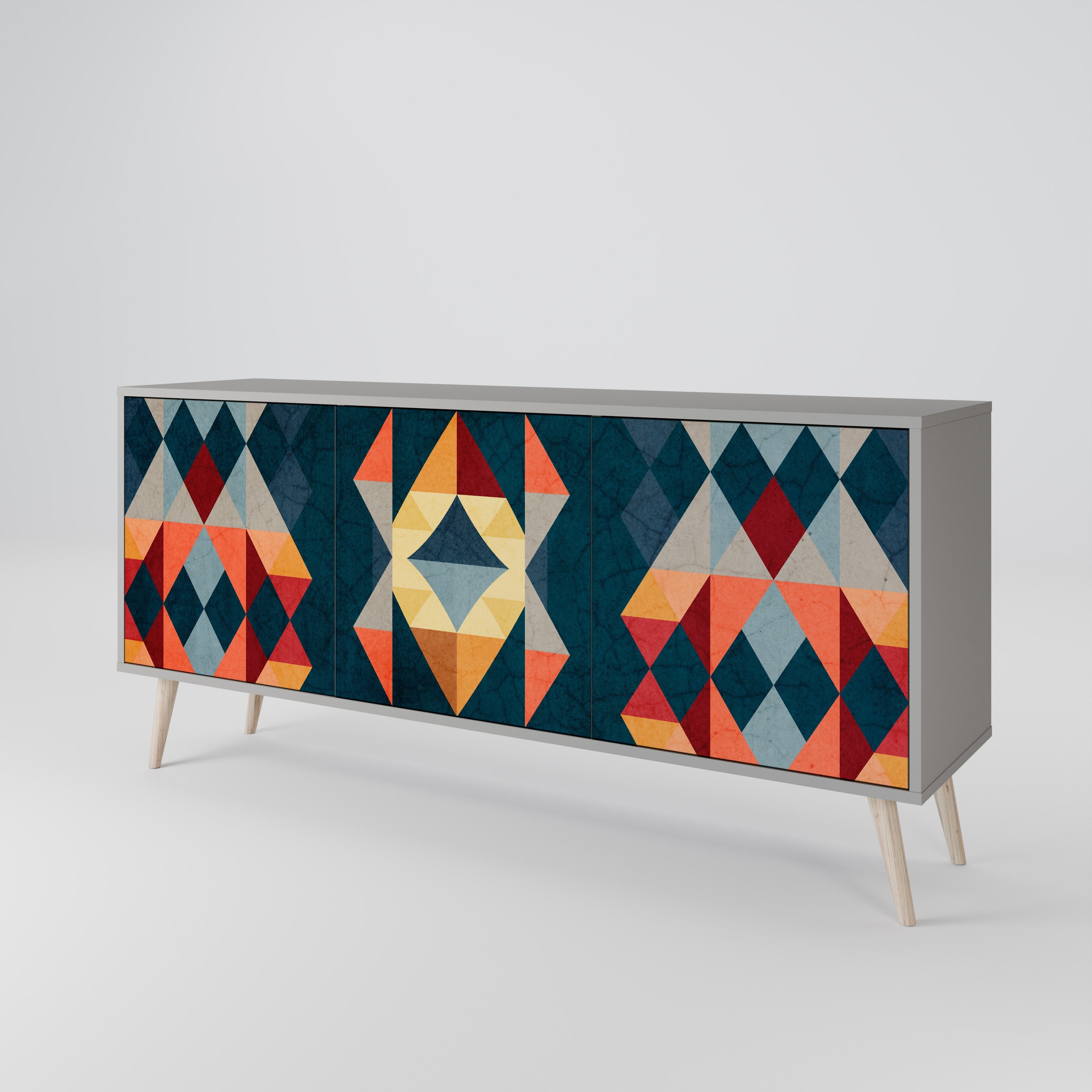CRACKED ILLUSION 3-türiges Sideboard in grauer Ausführung