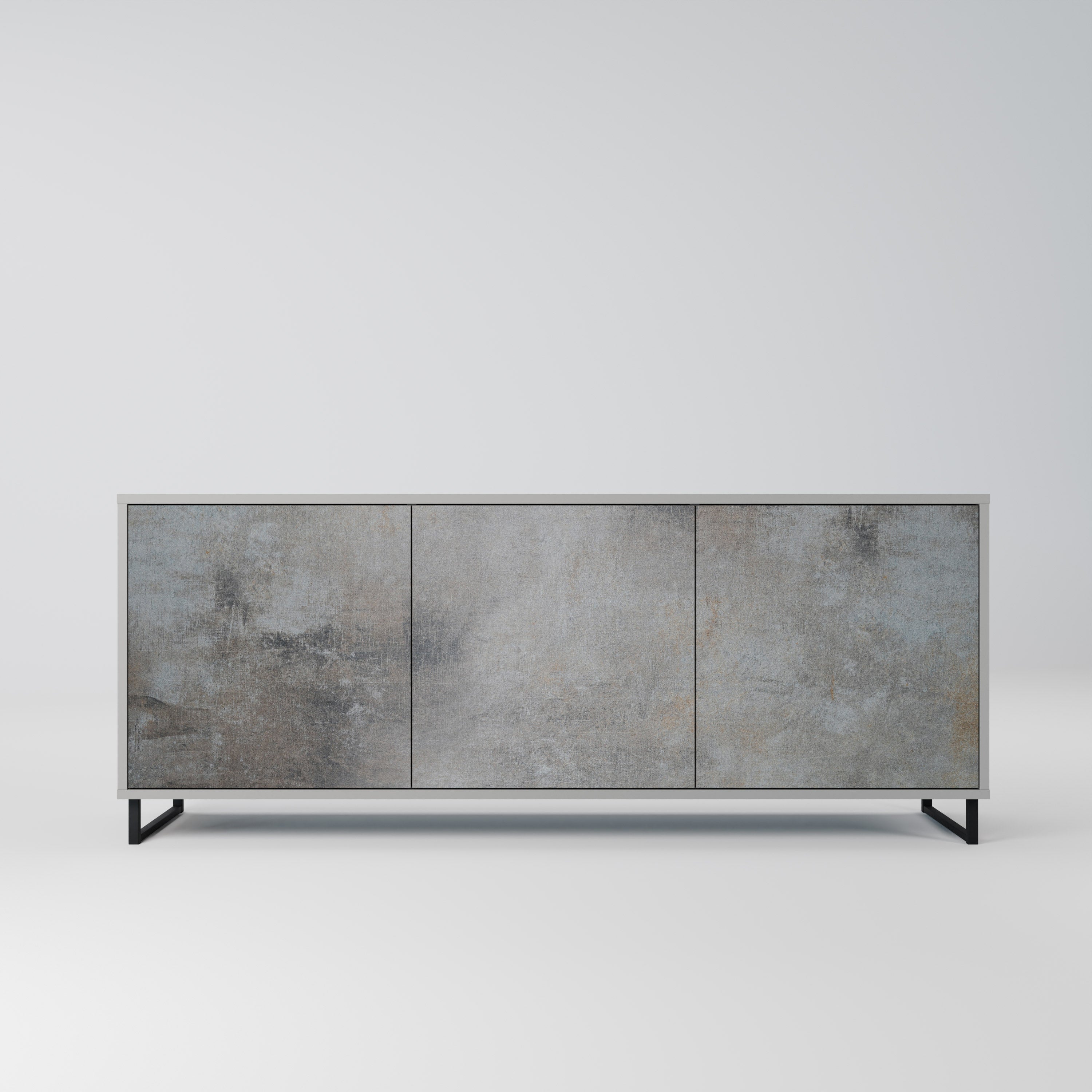 CONCRETE WALL Sideboard mit 3 Türen in grauer Ausführung