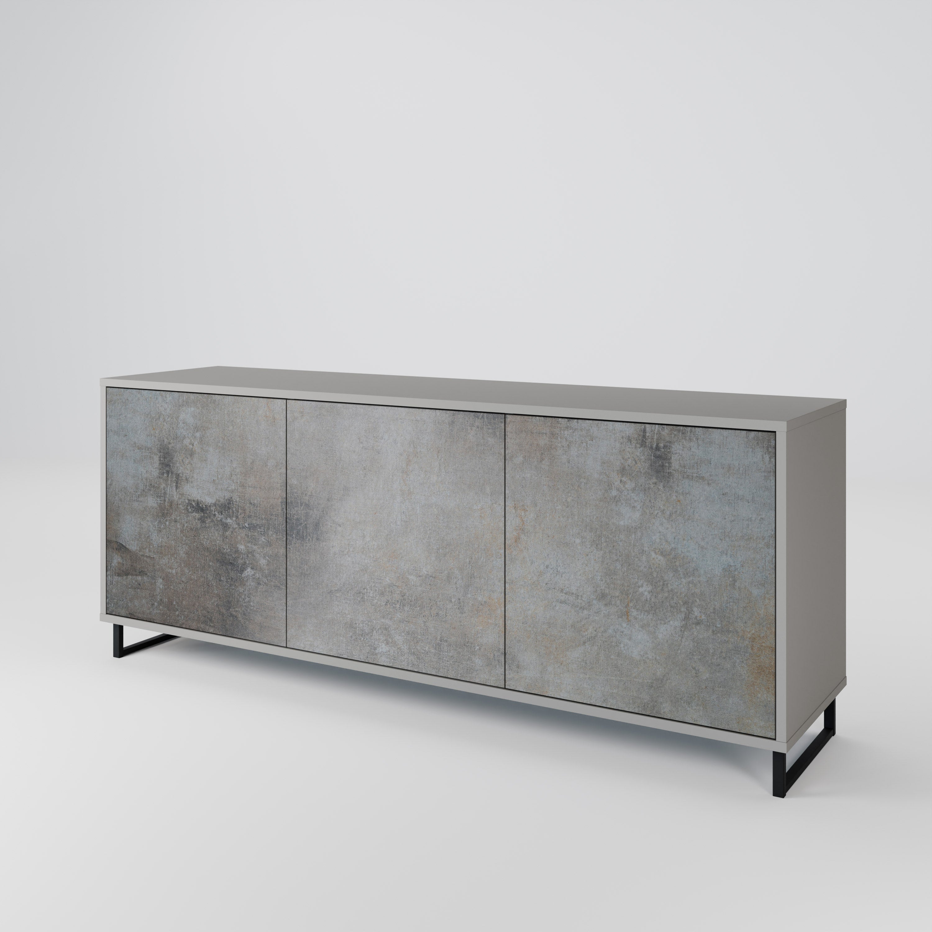 CONCRETE WALL Sideboard mit 3 Türen in grauer Ausführung