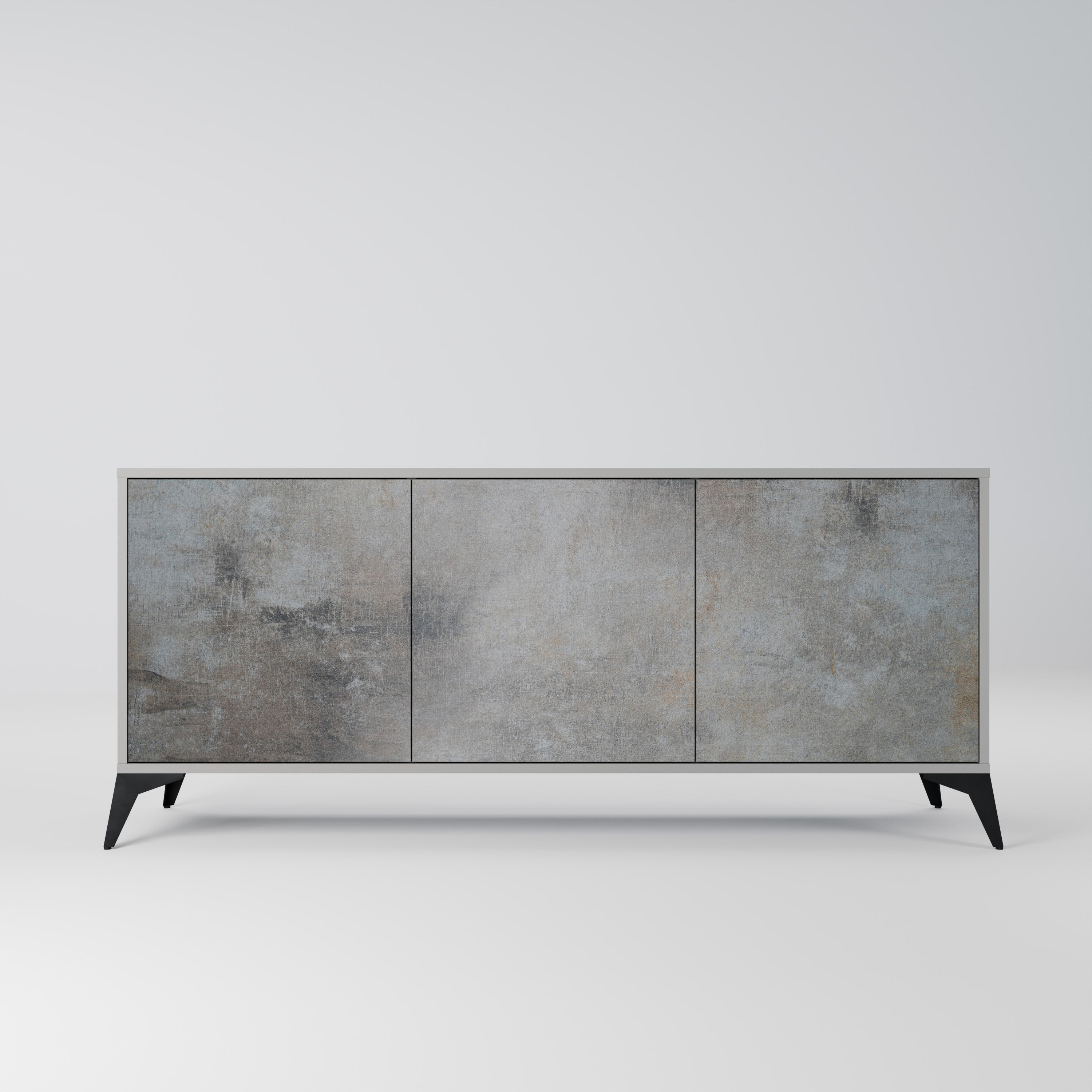 CONCRETE WALL Sideboard mit 3 Türen in grauer Ausführung
