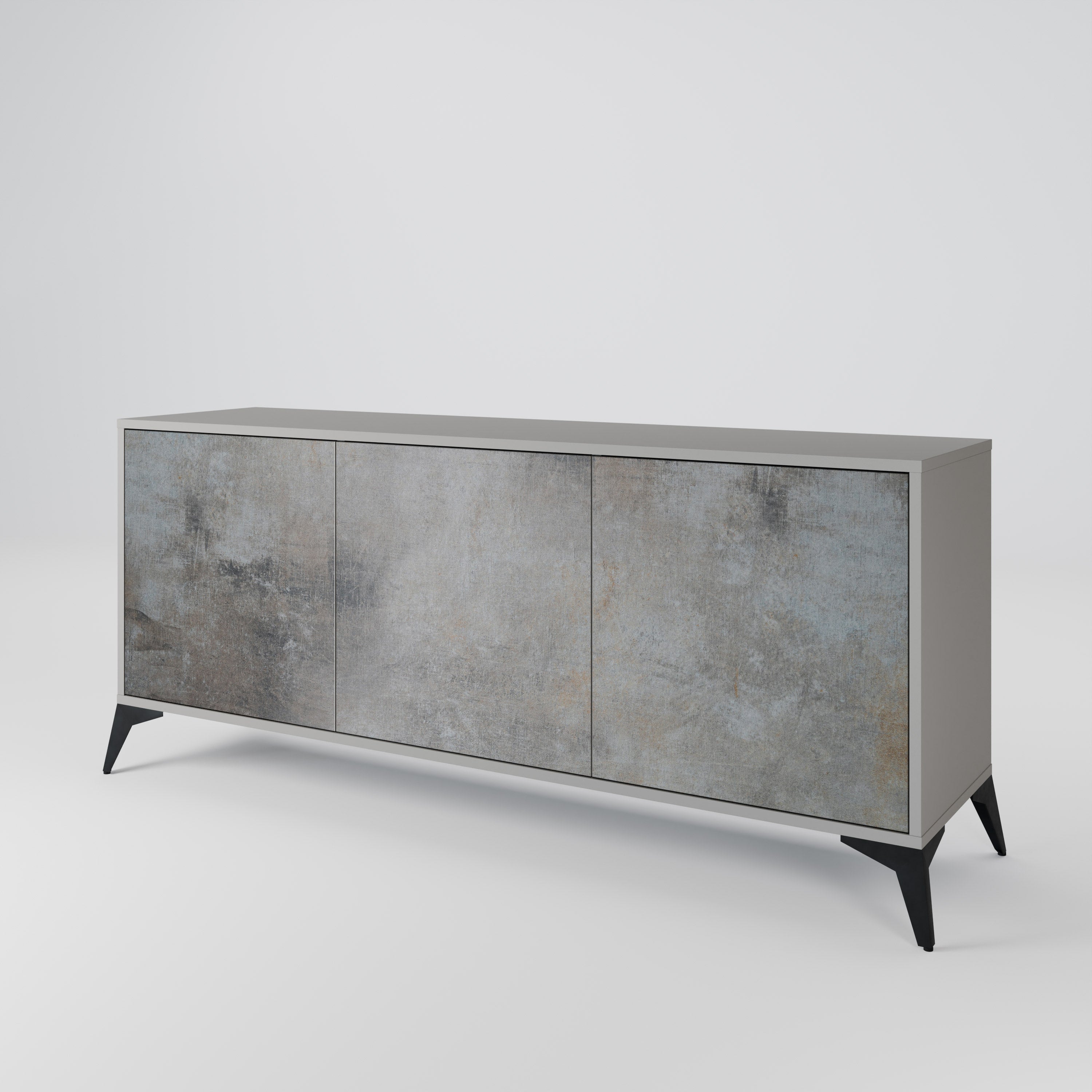 CONCRETE WALL Sideboard mit 3 Türen in grauer Ausführung