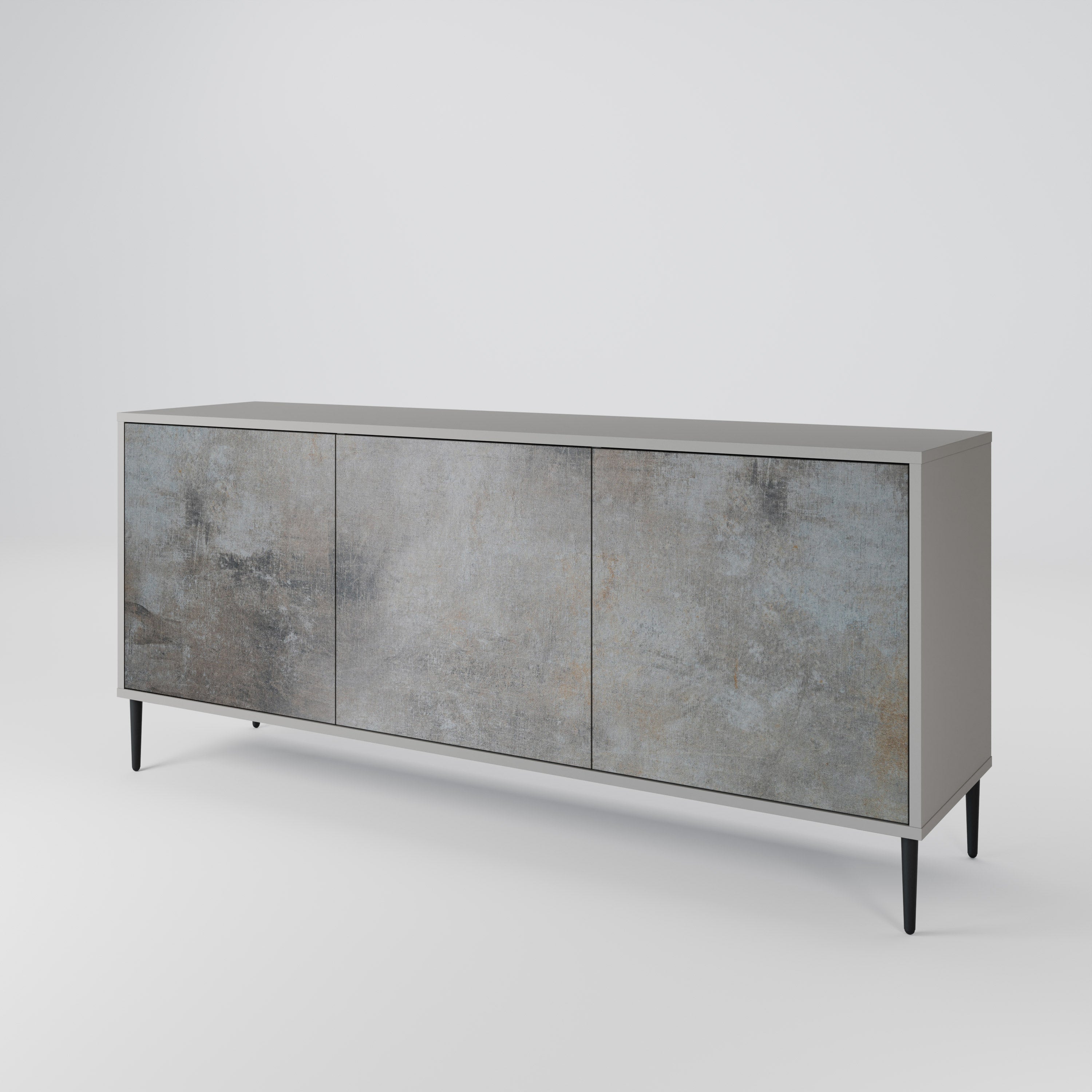 CONCRETE WALL Sideboard mit 3 Türen in grauer Ausführung