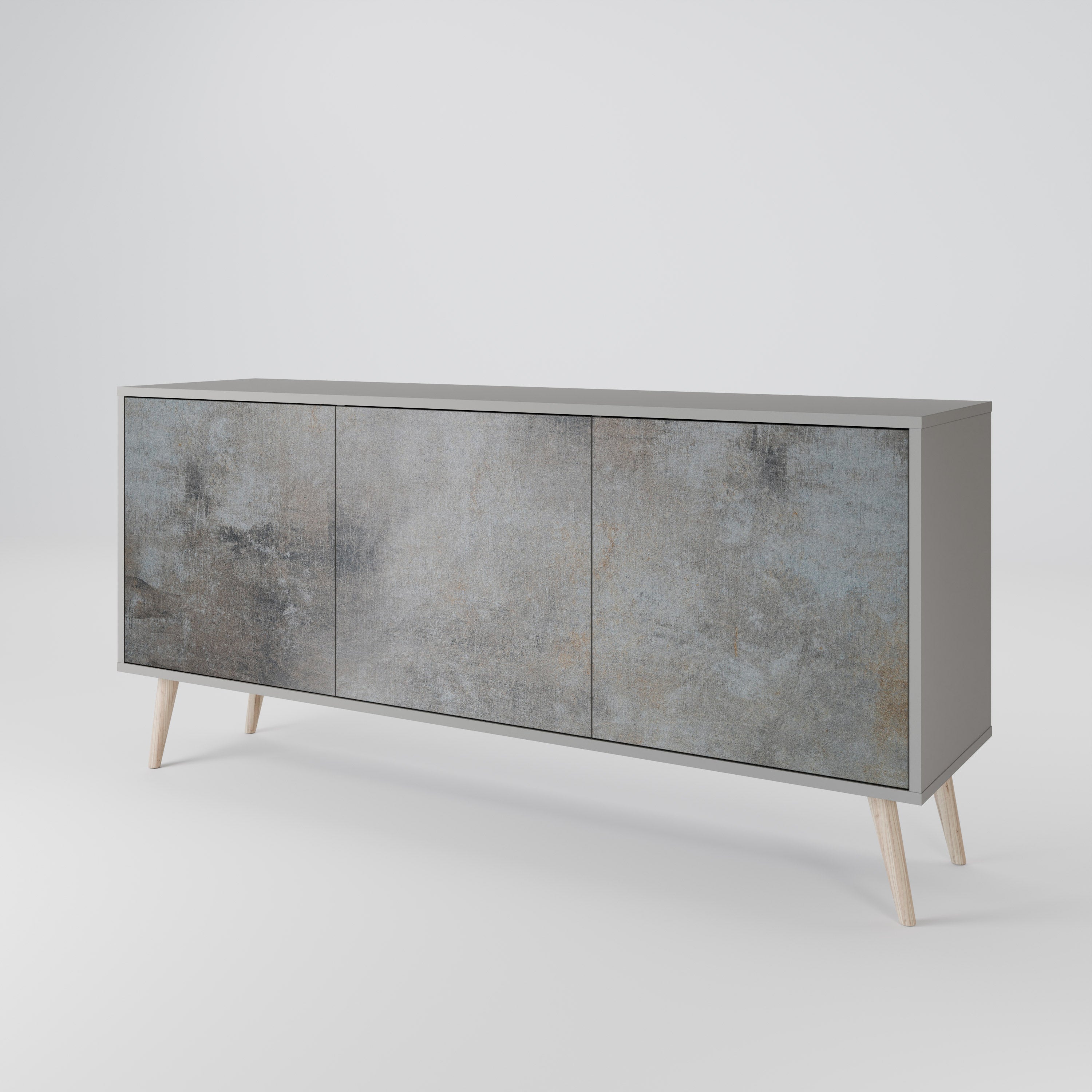 CONCRETE WALL Sideboard mit 3 Türen in grauer Ausführung