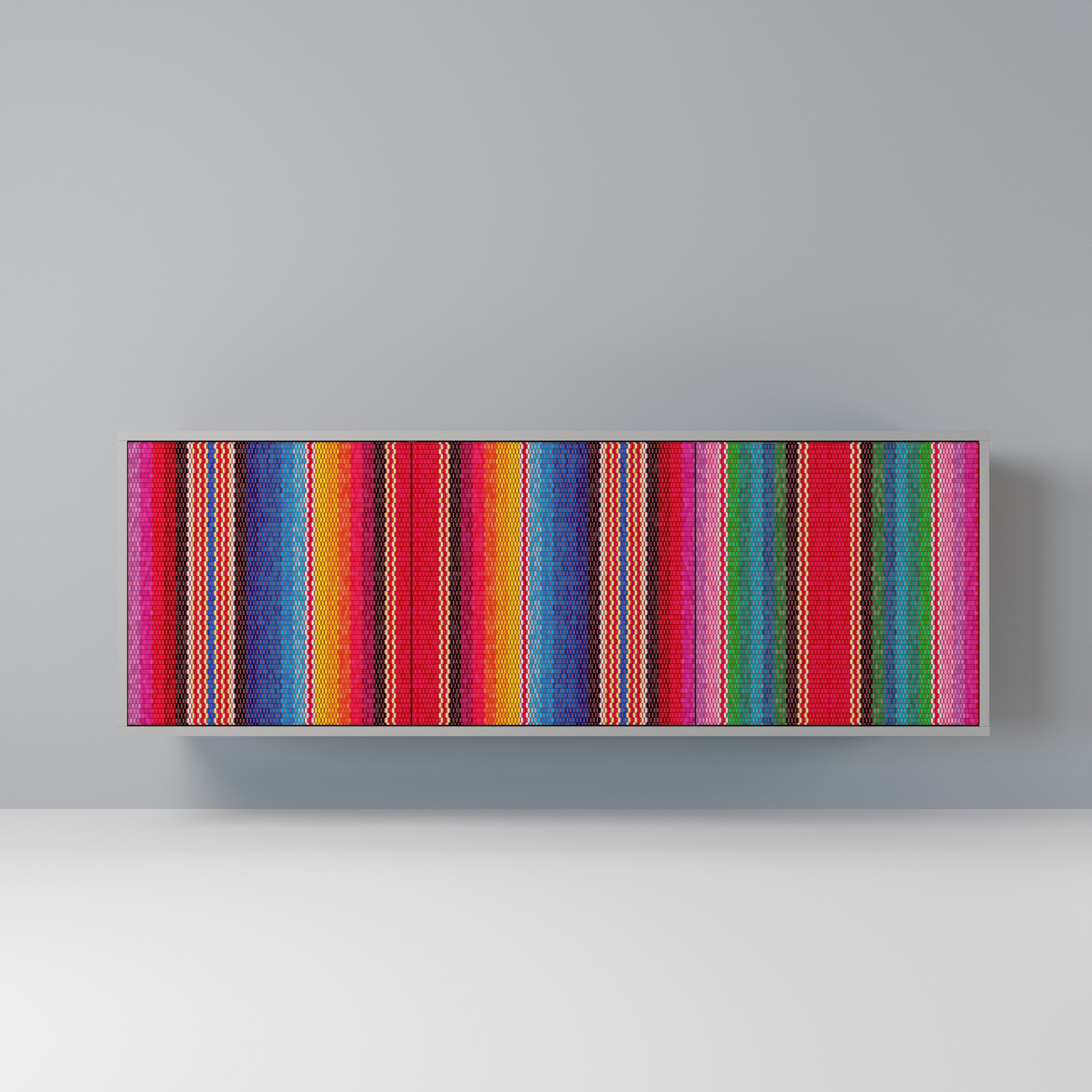 ETHNIC MEXICAN 3-türiges Sideboard in grauem Finish