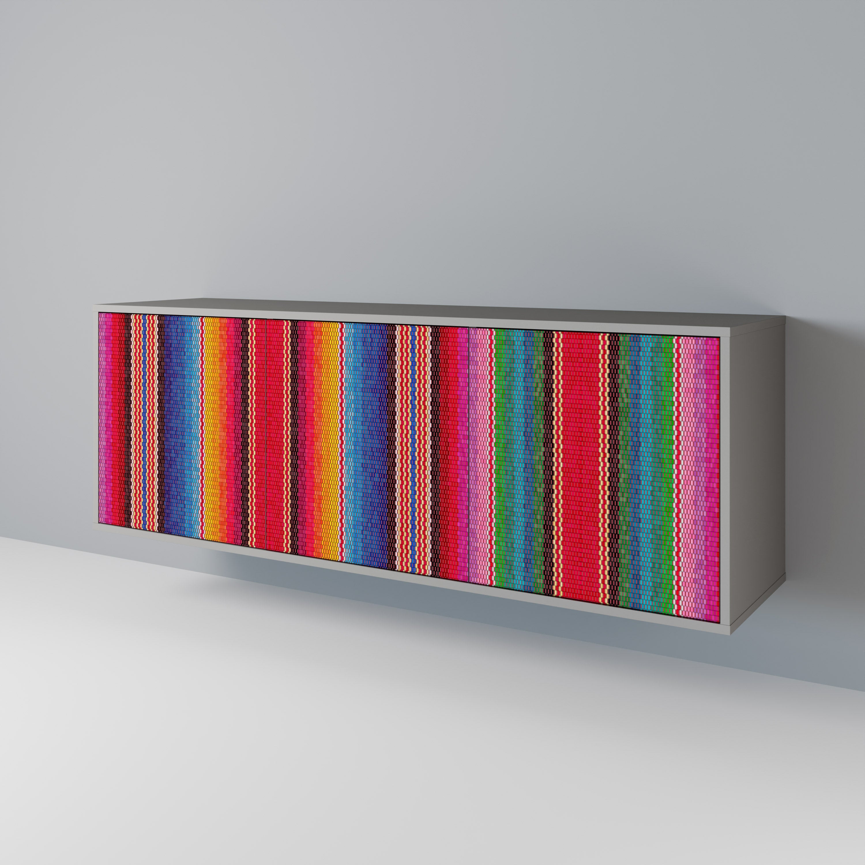 ETHNIC MEXICAN 3-türiges Sideboard in grauem Finish