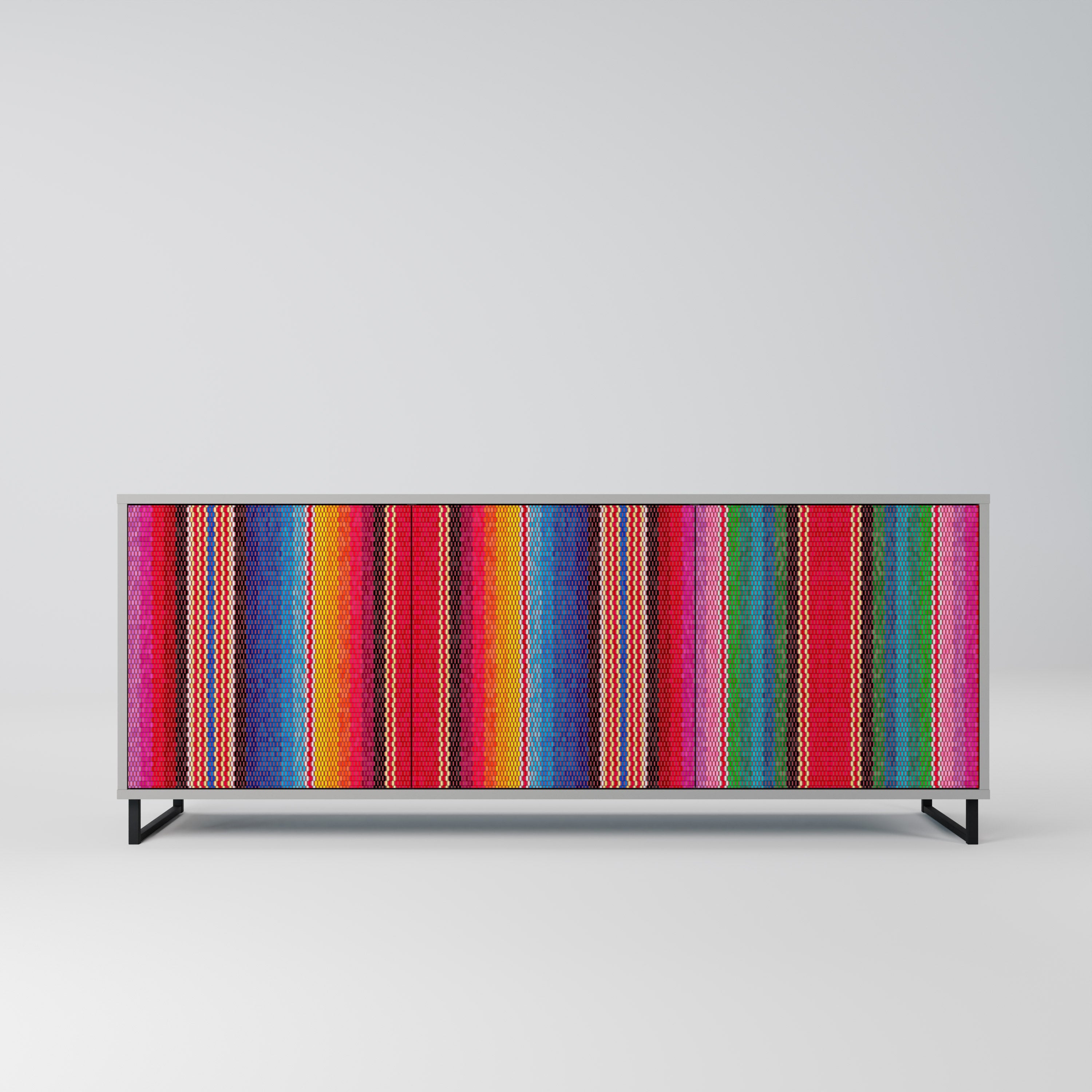ETHNIC MEXICAN 3-türiges Sideboard in grauem Finish