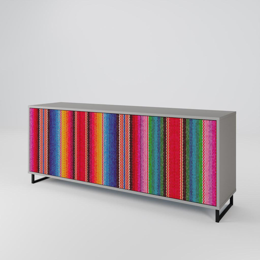 ETHNIC MEXICAN 3-türiges Sideboard in grauem Finish
