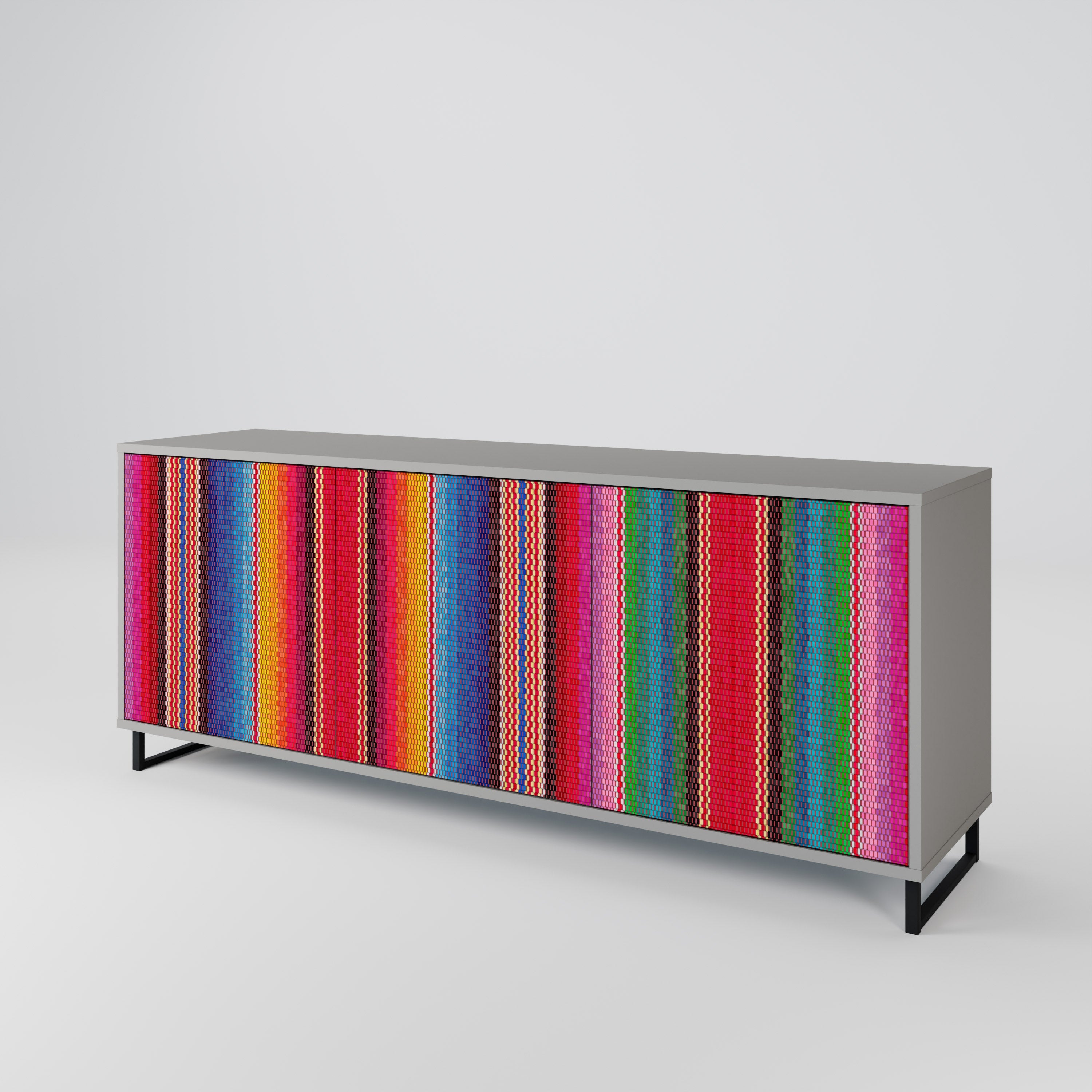 ETHNIC MEXICAN 3-türiges Sideboard in grauem Finish