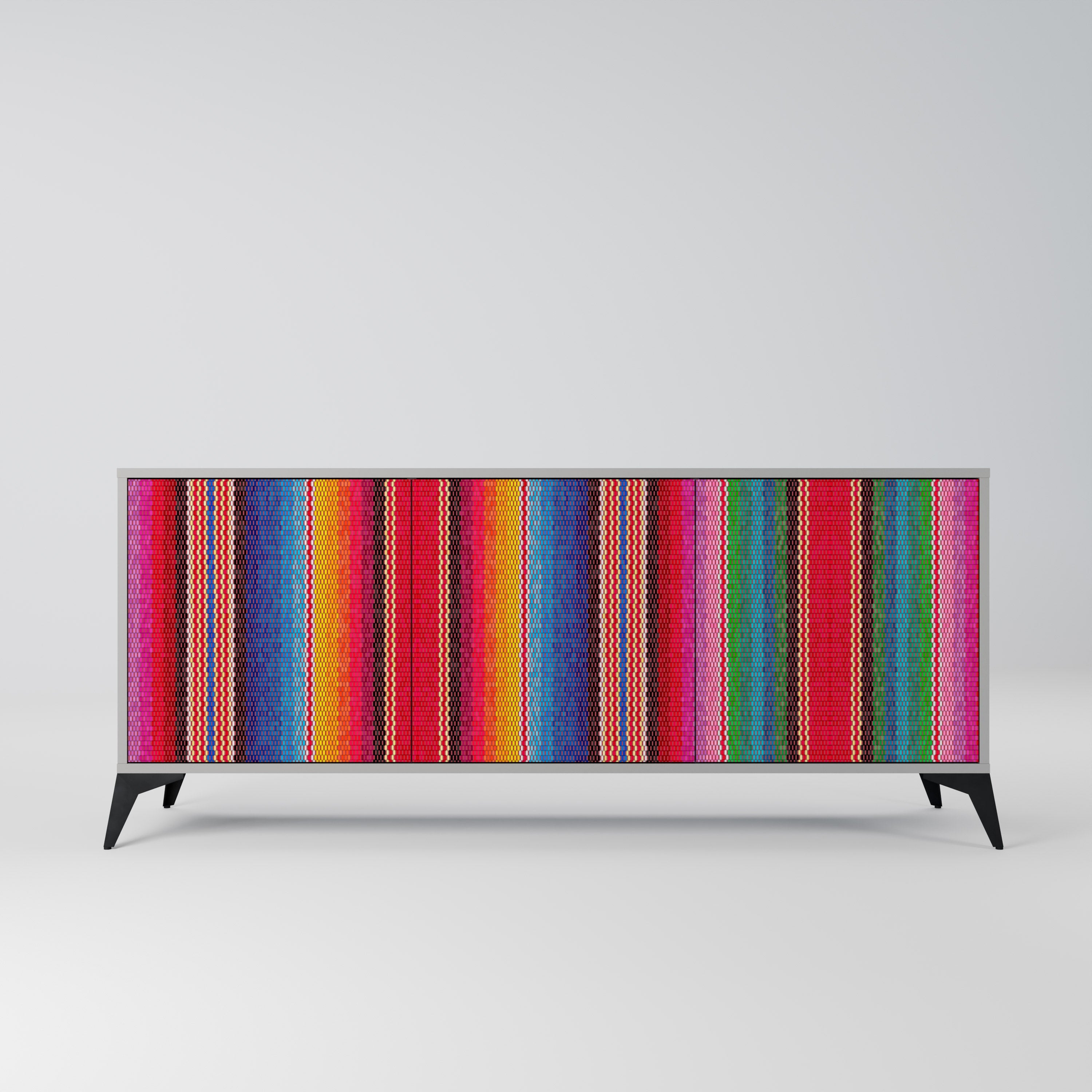 ETHNIC MEXICAN 3-türiges Sideboard in grauem Finish