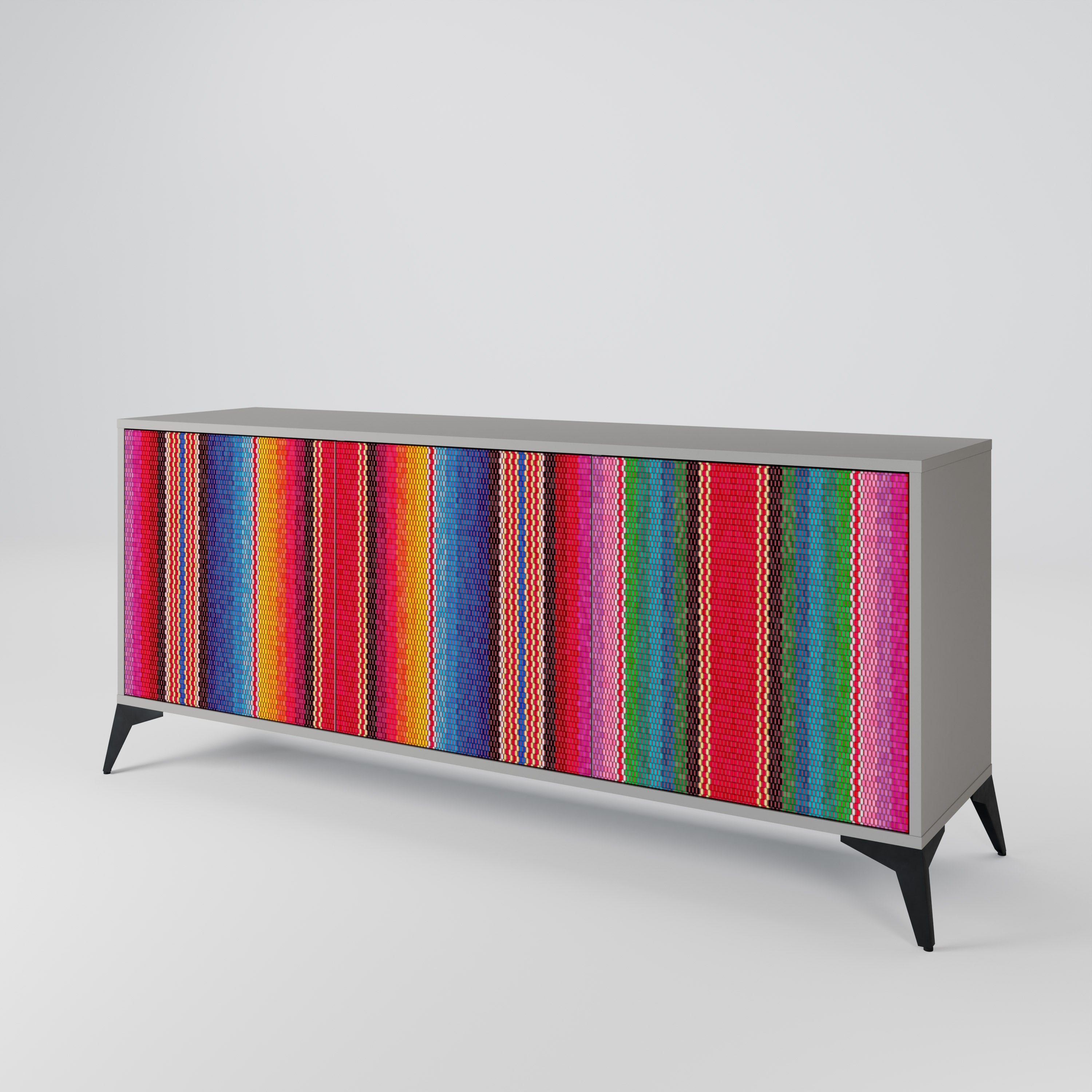 ETHNIC MEXICAN 3-türiges Sideboard in grauem Finish